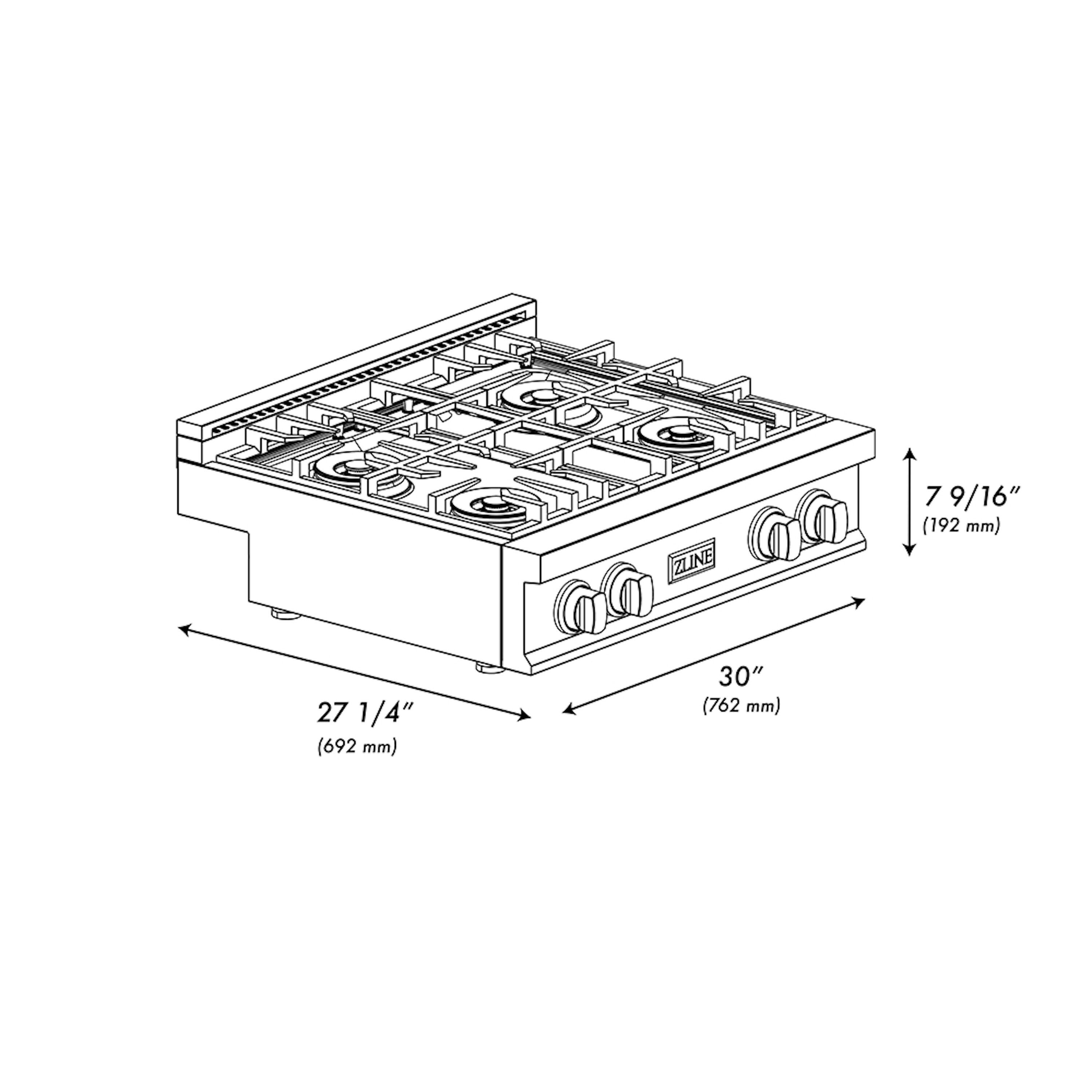ZLINE KITCHEN & BATH PCRTZ-30-MB Gas-Cktp - View #2
