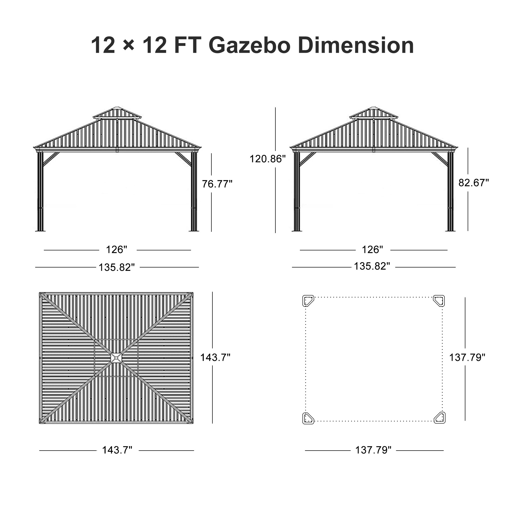 PURPLE LEAF LS04GHTG1212 Wood-Resin-Gazebos - View #15