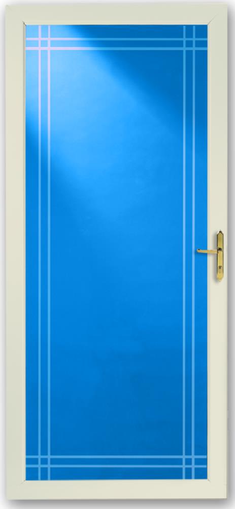 LARSON Williamsburg 36-in x 81-in Almond Full-view Interchangeable Screen Aluminum Storm Door with Polished Brass Handle