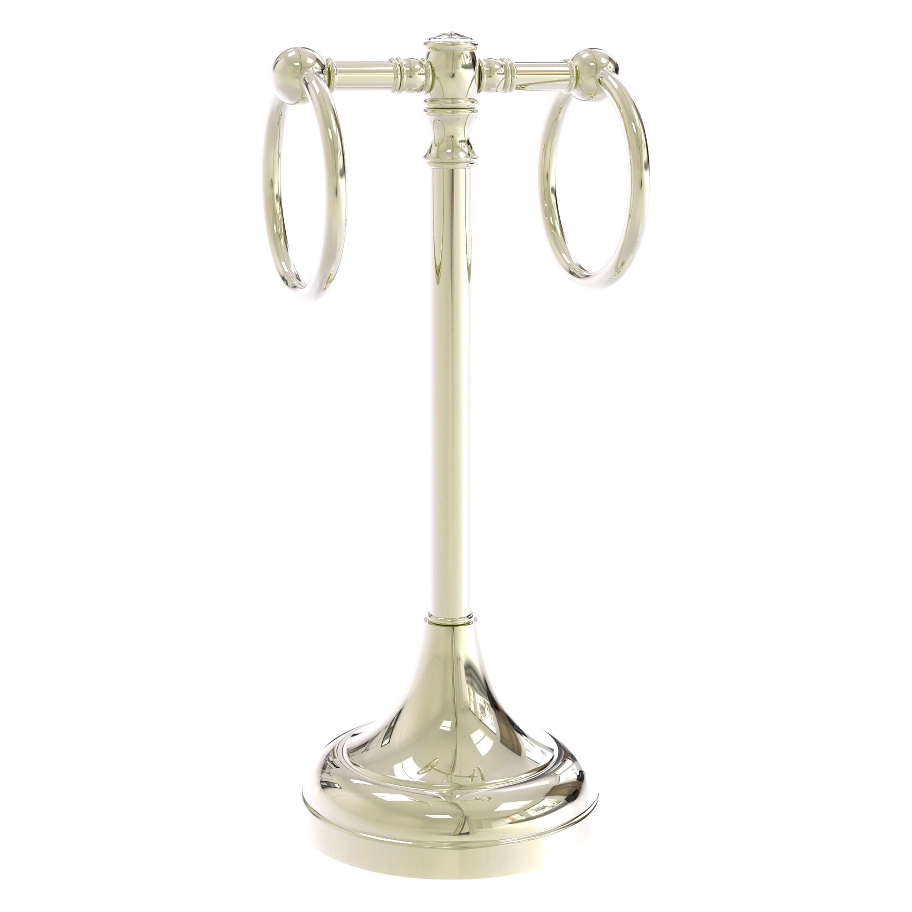 Allied Brass CC-53-PNI Carolina Crystal Polished Nickel Freestanding countertop Double Towel Ring