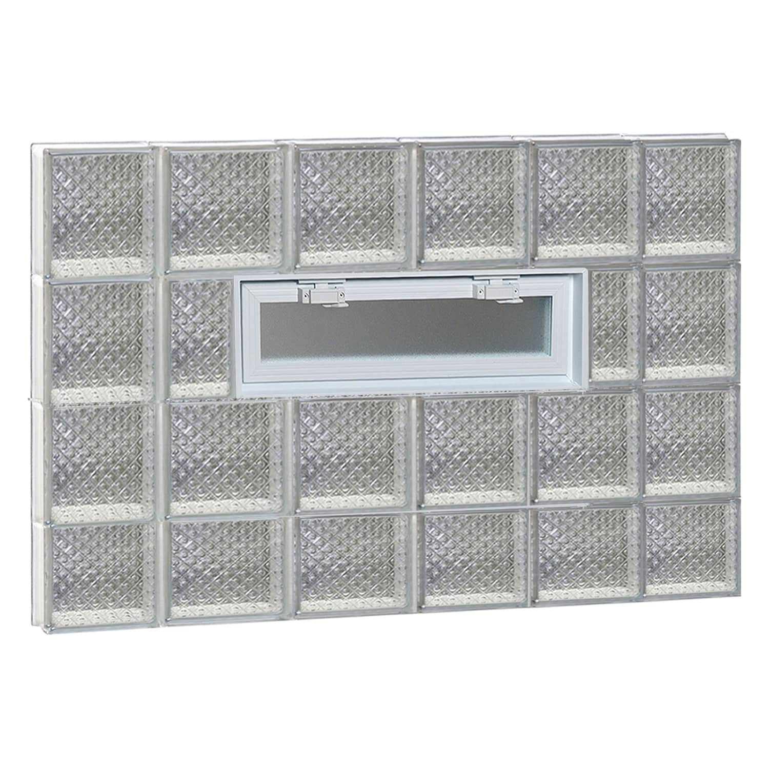 REDI2SET V4430DP Diamond Glass 42-1/2-in x 29-in Frameless Replacement Vented Glass Block Window