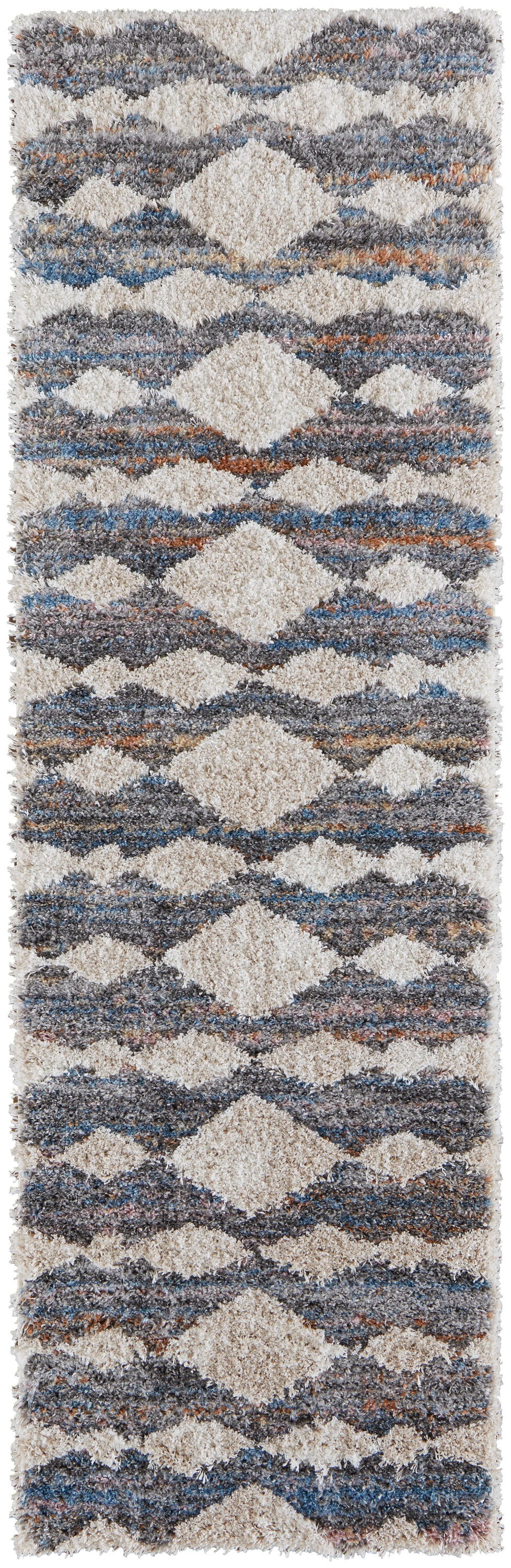 Room Envy MYNR39IFGRYMLTI68 3 x 8 (ft) Loomed Polyester Tan/Ivory/Blue Rectangular Indoor Chevron Runner rug
