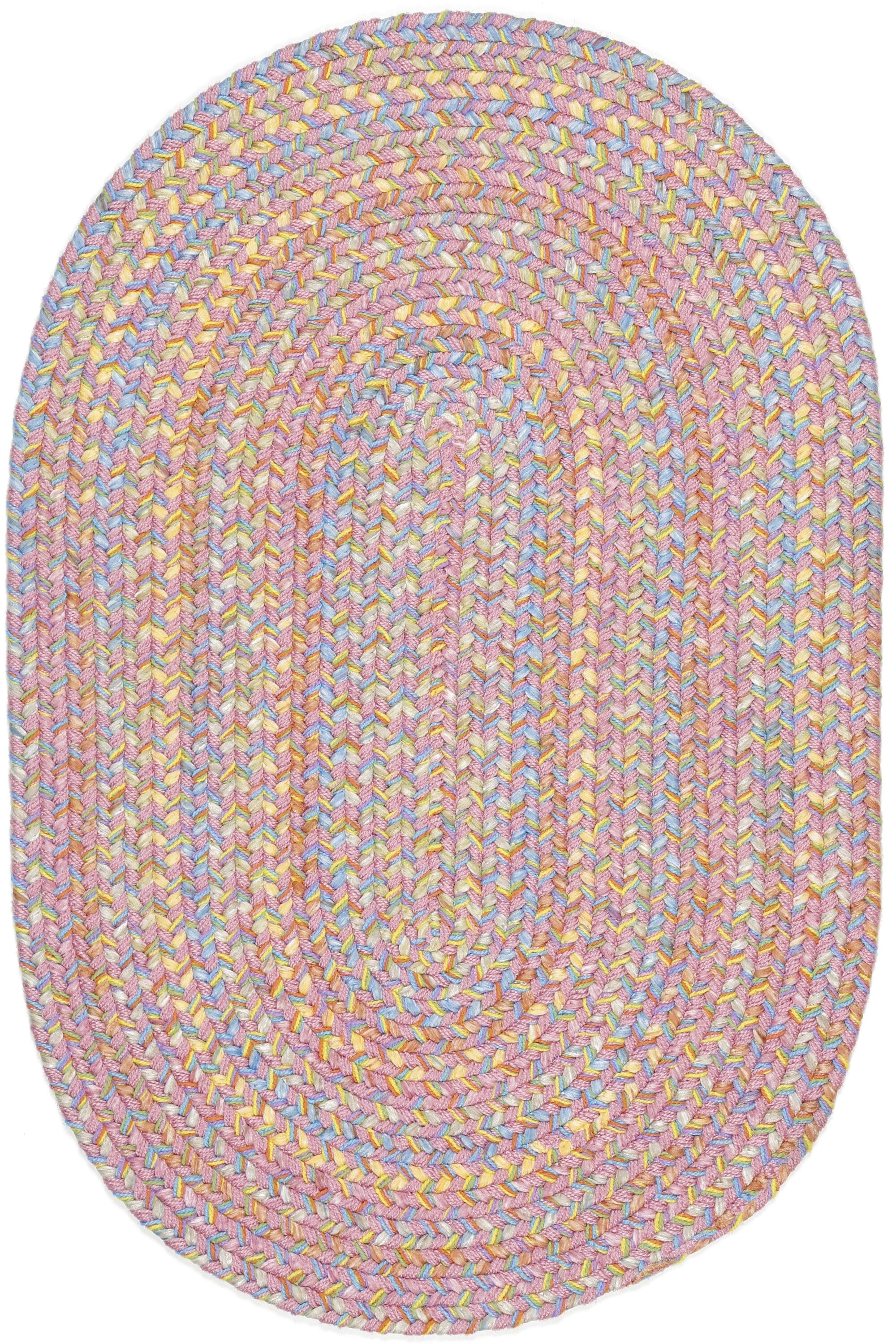 Rhody Rug PT08R024X036 2 x 3 (ft) Braided Polypropylene Pink Oval Indoor/Outdoor Geometric Area rug