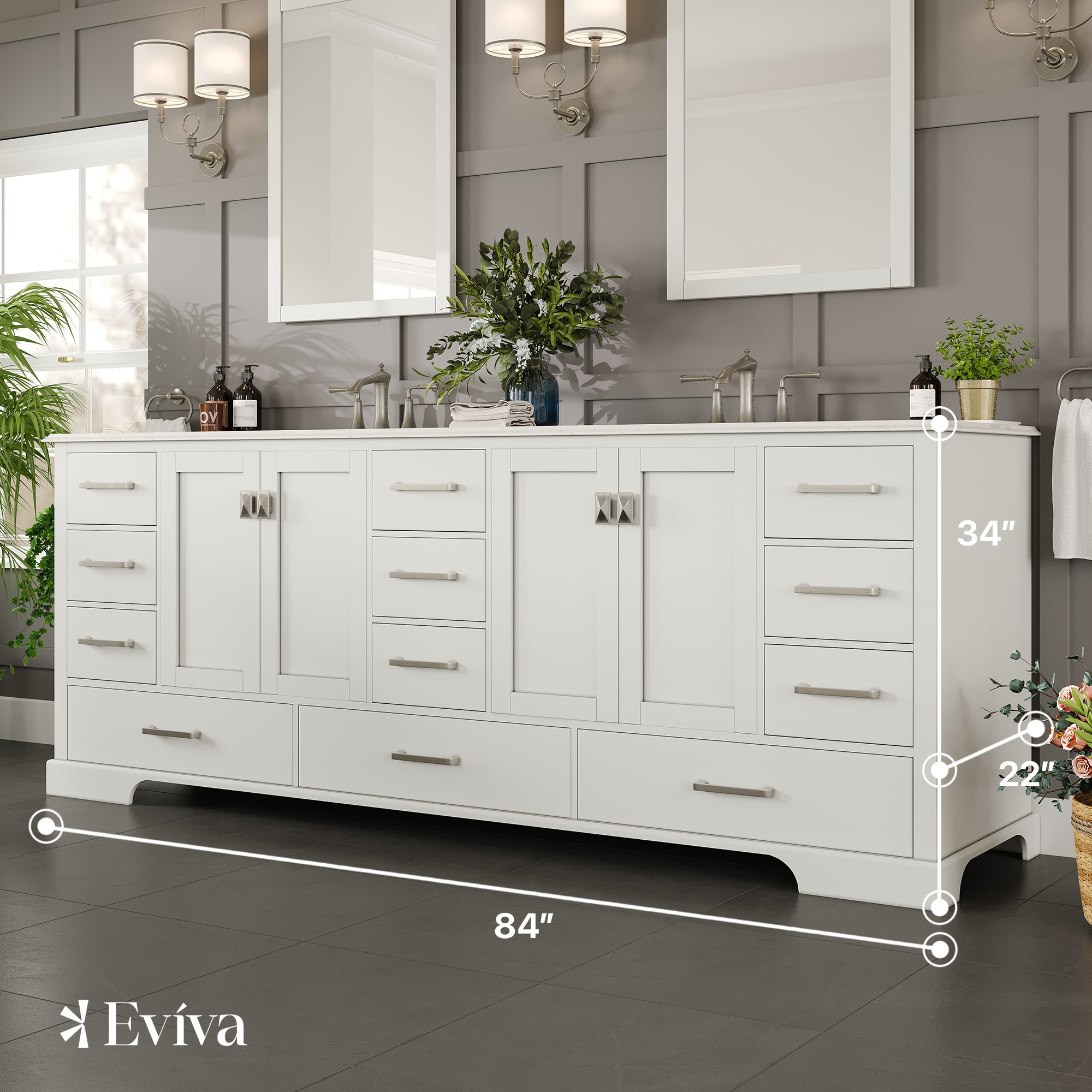 Eviva EVVN416-84WH-Q Bath-Vanity-Combo - View #2