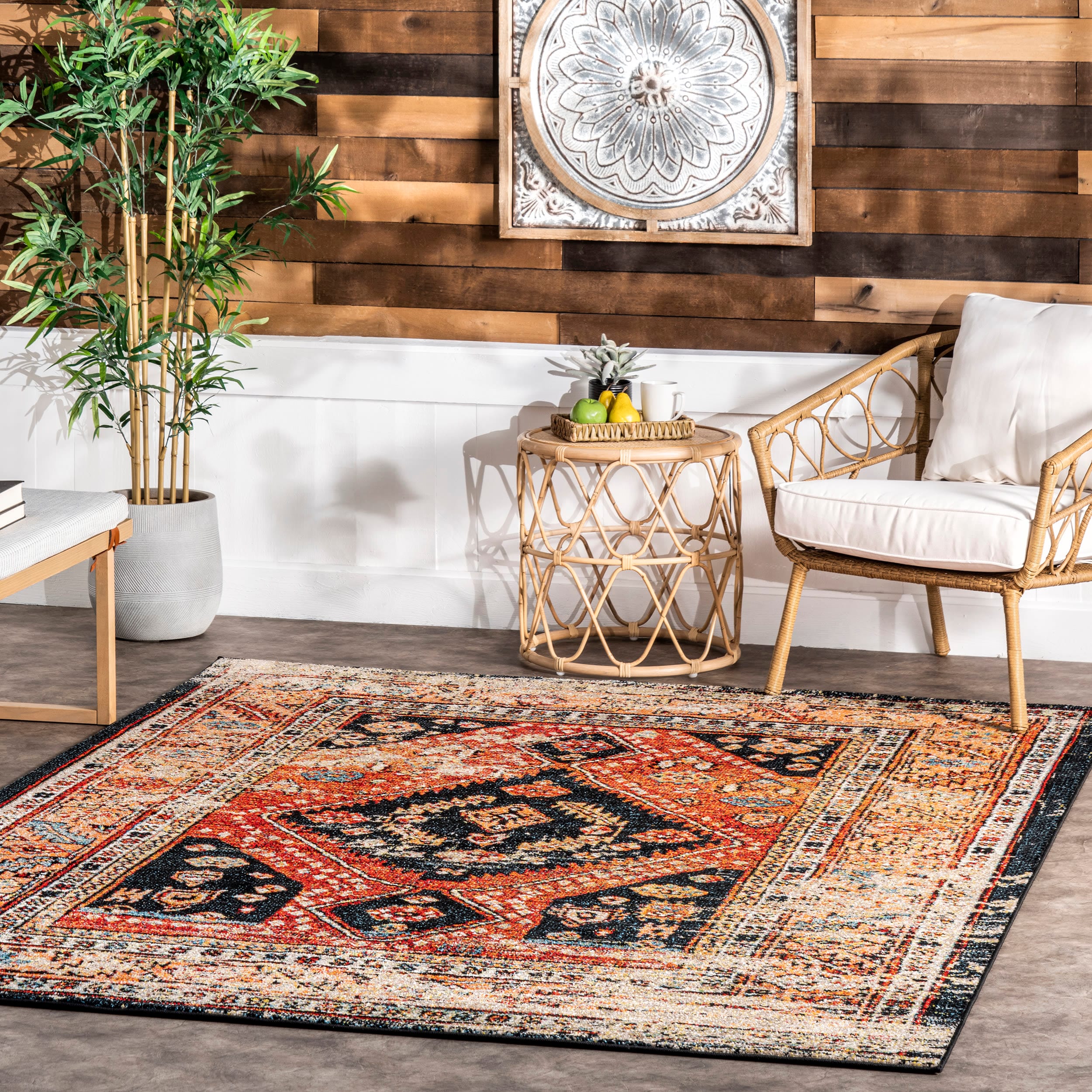 Multicolor Floral Synthetic 4' x 6' Area Rug