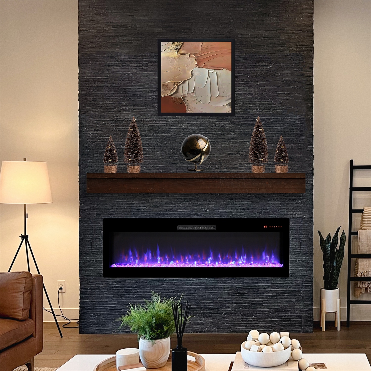 BABOOM BOM-9139416-OR 50-Inches W Black Wall mount Fan-forced Wall-mount Electric Fireplace with Remote Control Included