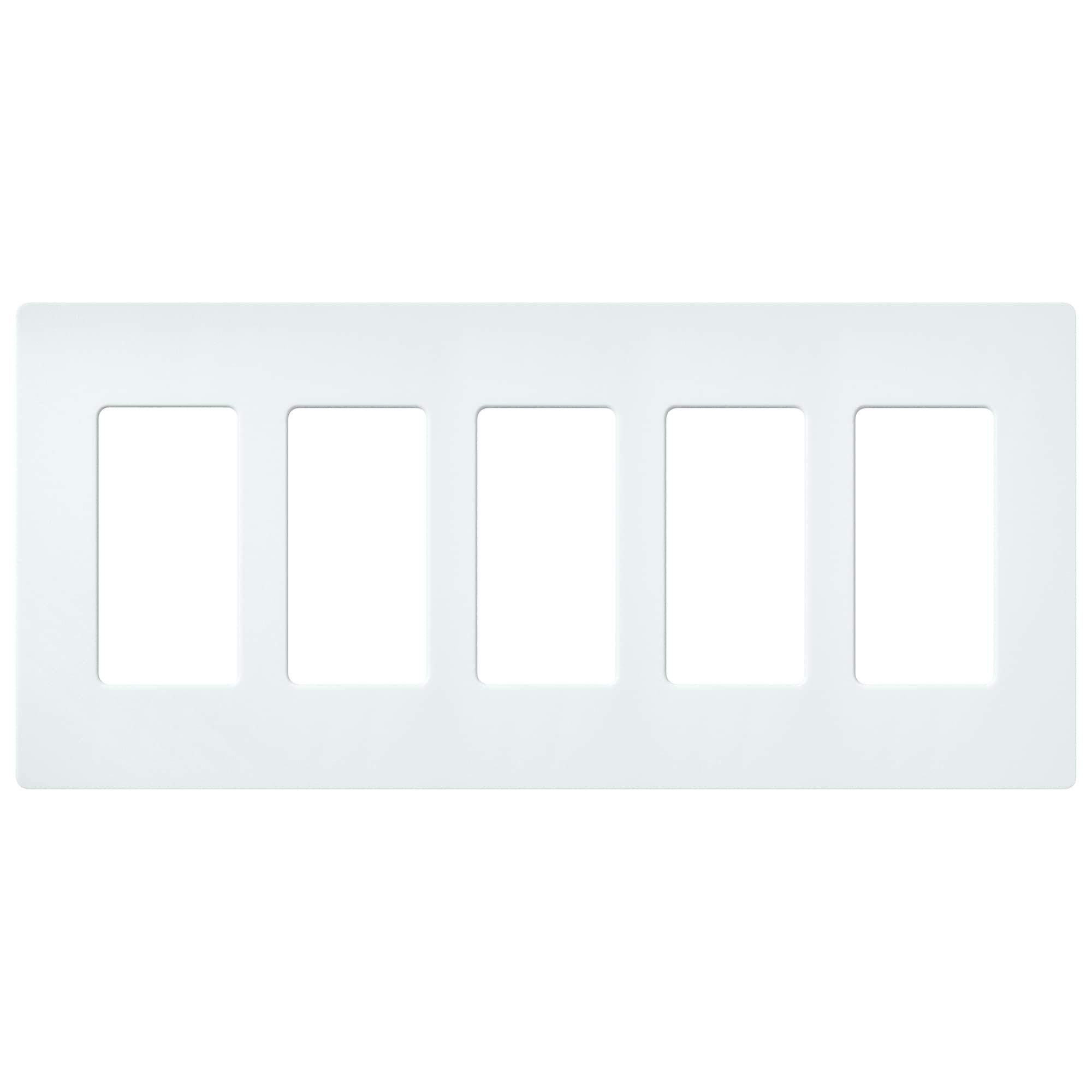 Lutron SC-5-GL Claro 5 -Gang Standard Size Glacier White Plastic Indoor Screwless Decorator Wall Plate