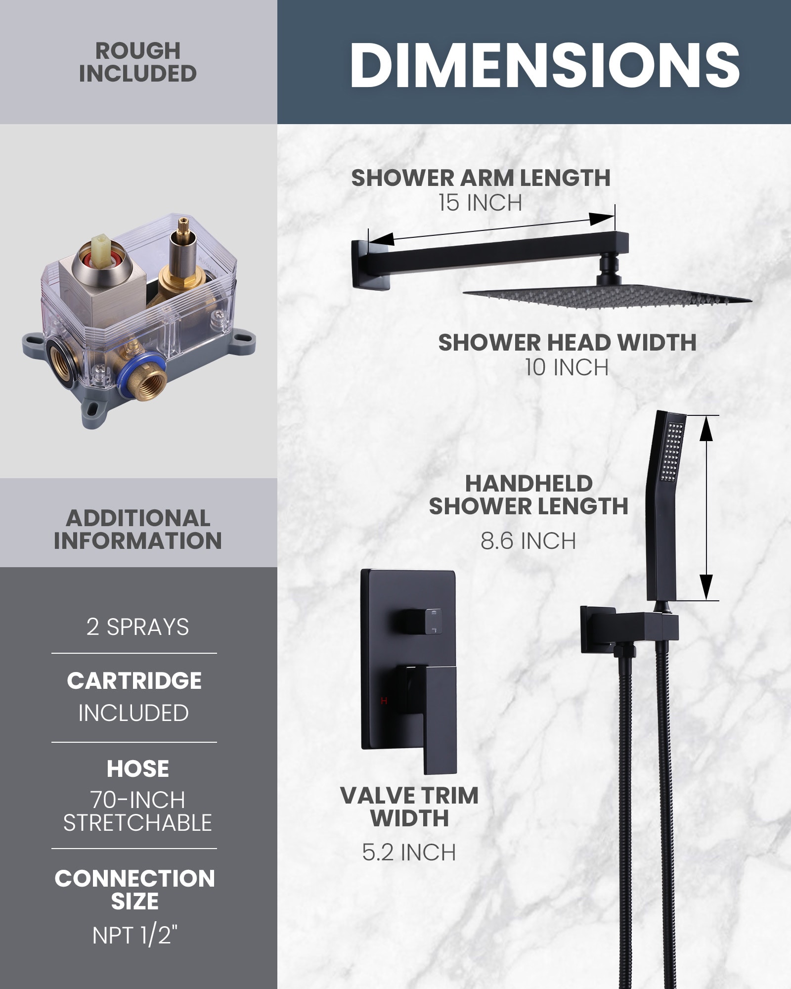 WOWOW 3091700D-10 Showerhead-Bar-Panels - View #6