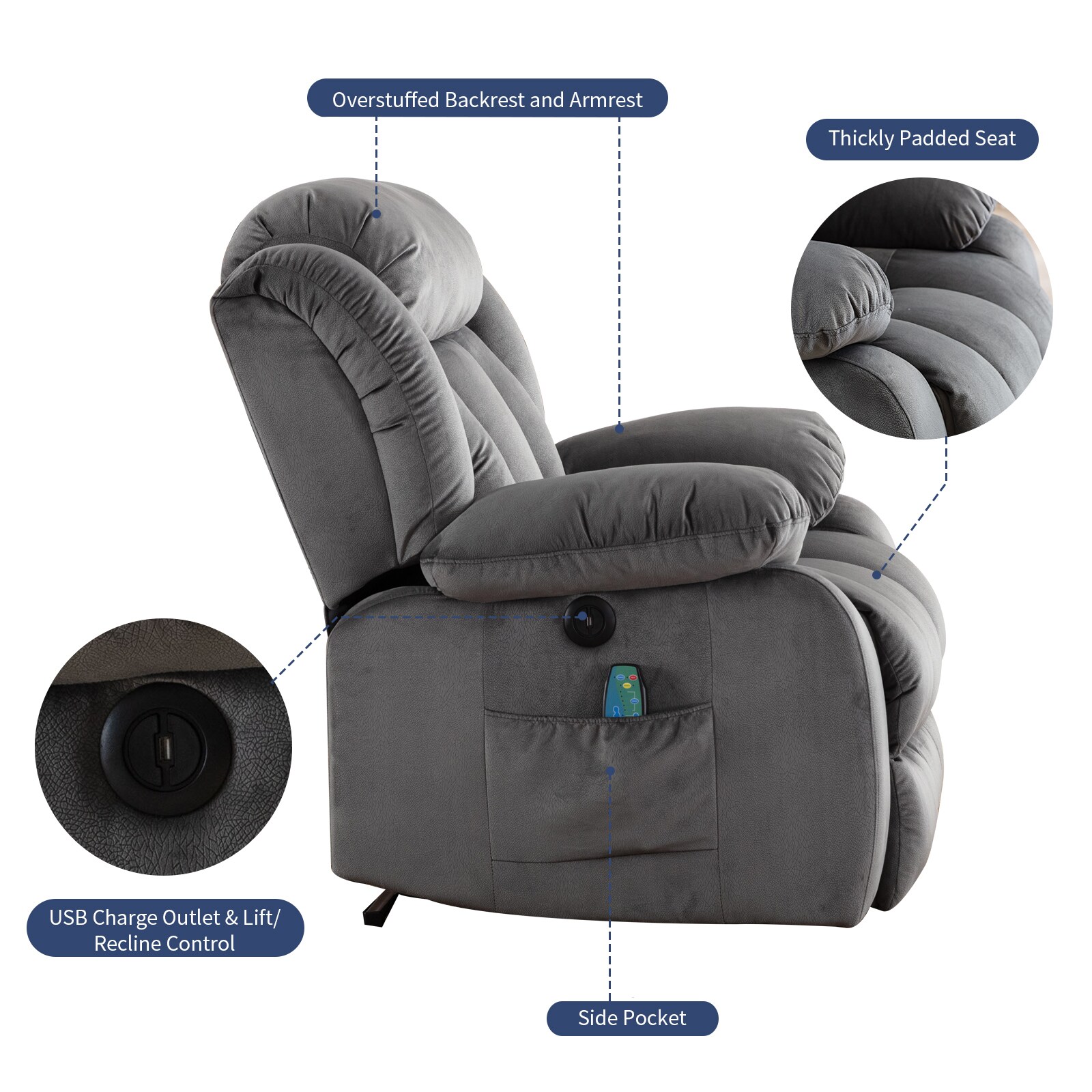 Memory Foam Recliner Overlay for Home Recliners and lift chairs