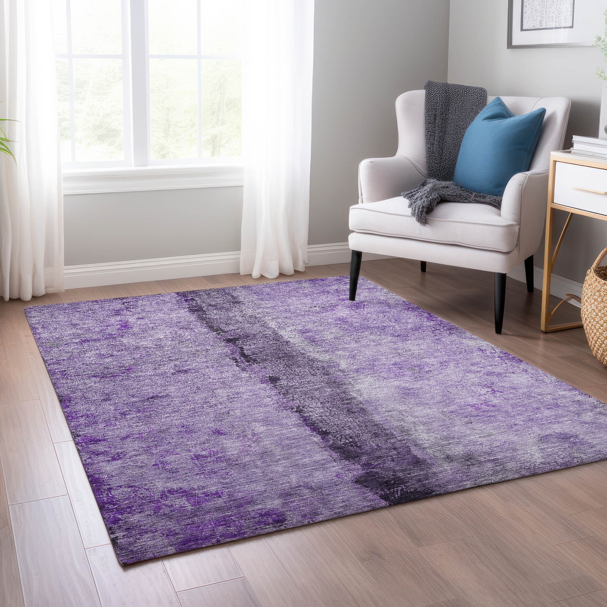 Addison Rugs ACN605PP30X46 Chantille ACN605PP 2 x 3 (ft) Polyester Purple Rectangular Indoor/Outdoor Abstract Machine washable Area rug