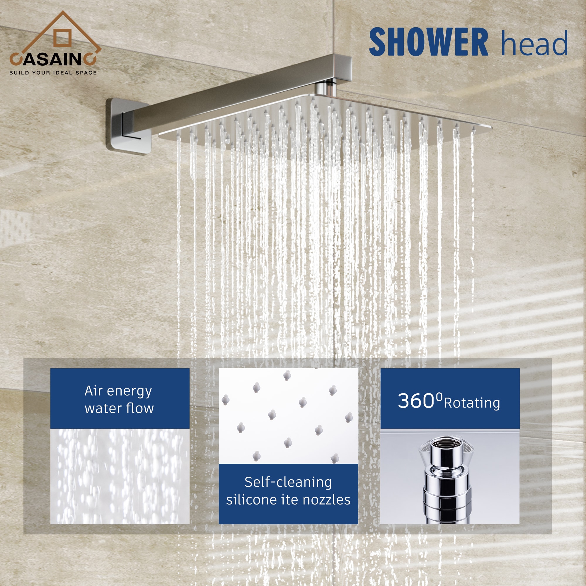 CASAINC WF-W98102CP-12 Showerhead-Bar-Panels - View #9