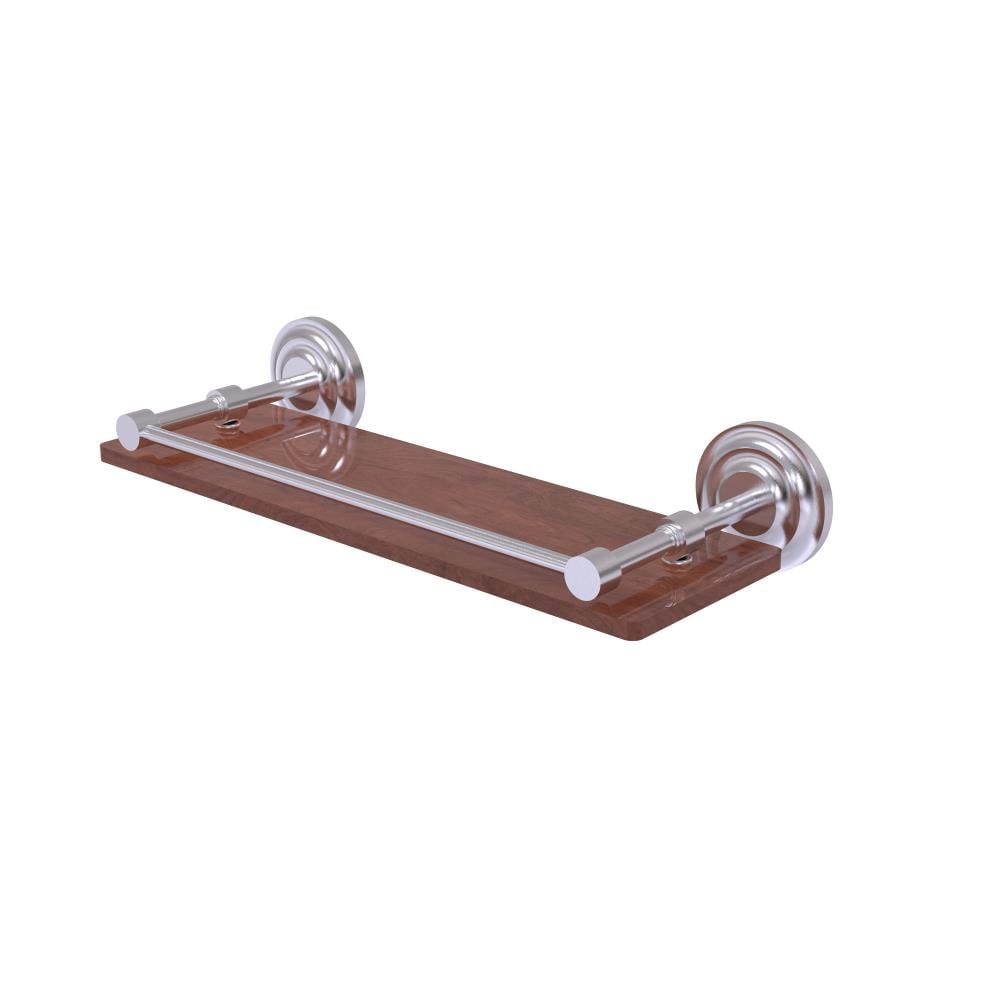 Allied Brass QN-1-16-GAL-IRW-SCH Que New Satin Chrome Wall mount Bathroom Shelf ( 16-in x 3-in x 5-in )