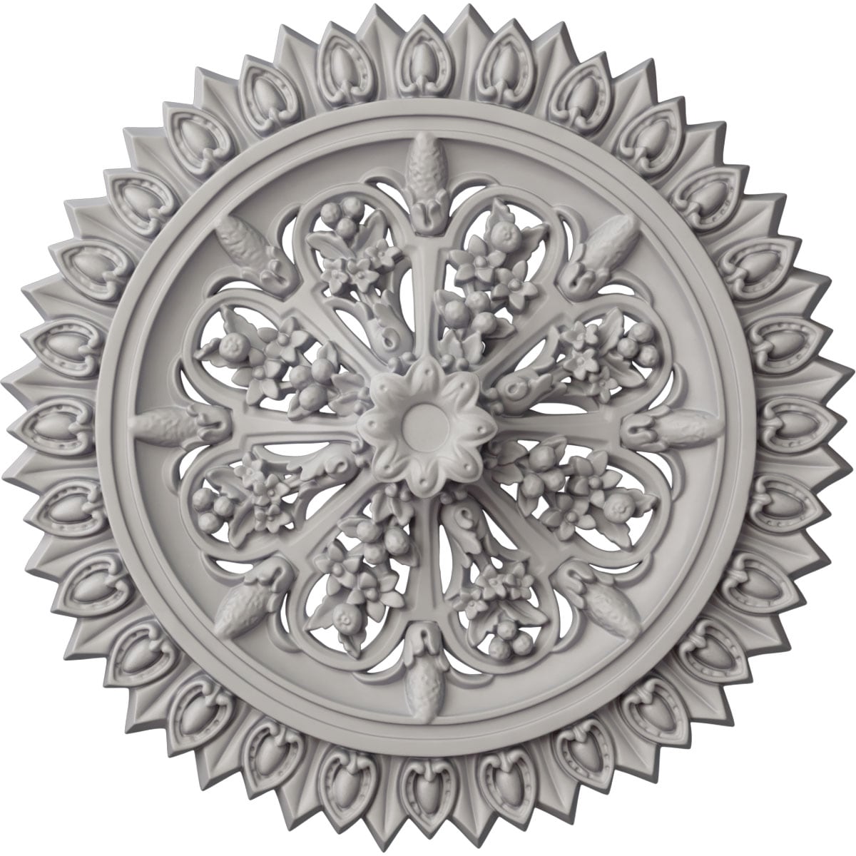 Ekena Millwork CM24LAUWF Lariah 24.75-in W x 24.75-in L Painted Ultra Pure White Polyurethane Whole Ceiling Medallion