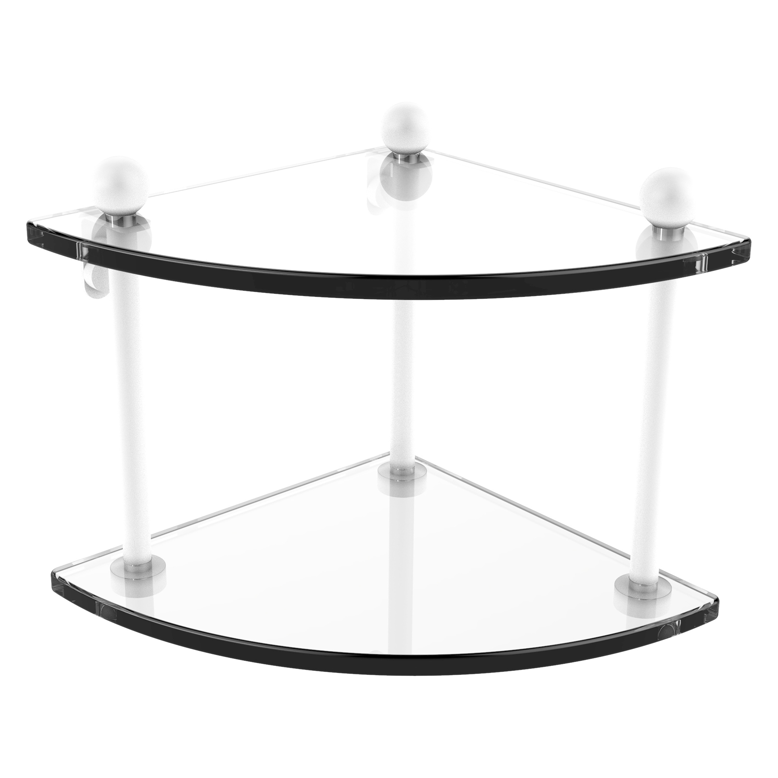 Allied Brass PR-3-WHM Prestige Regal Matte White 2 -Tier Wall mount Corner Bathroom Shelf ( 8-in x 8-in x 8-in )