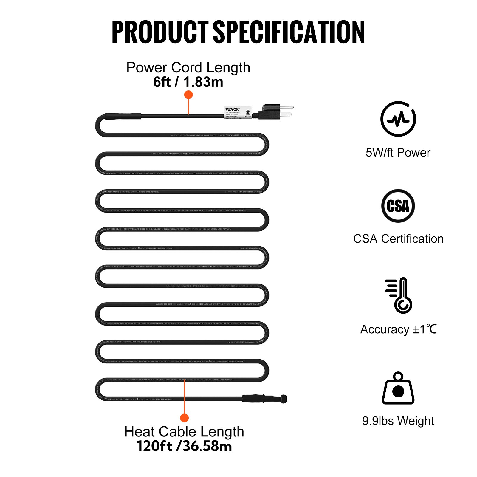 Pipe heat cable Plumbing at