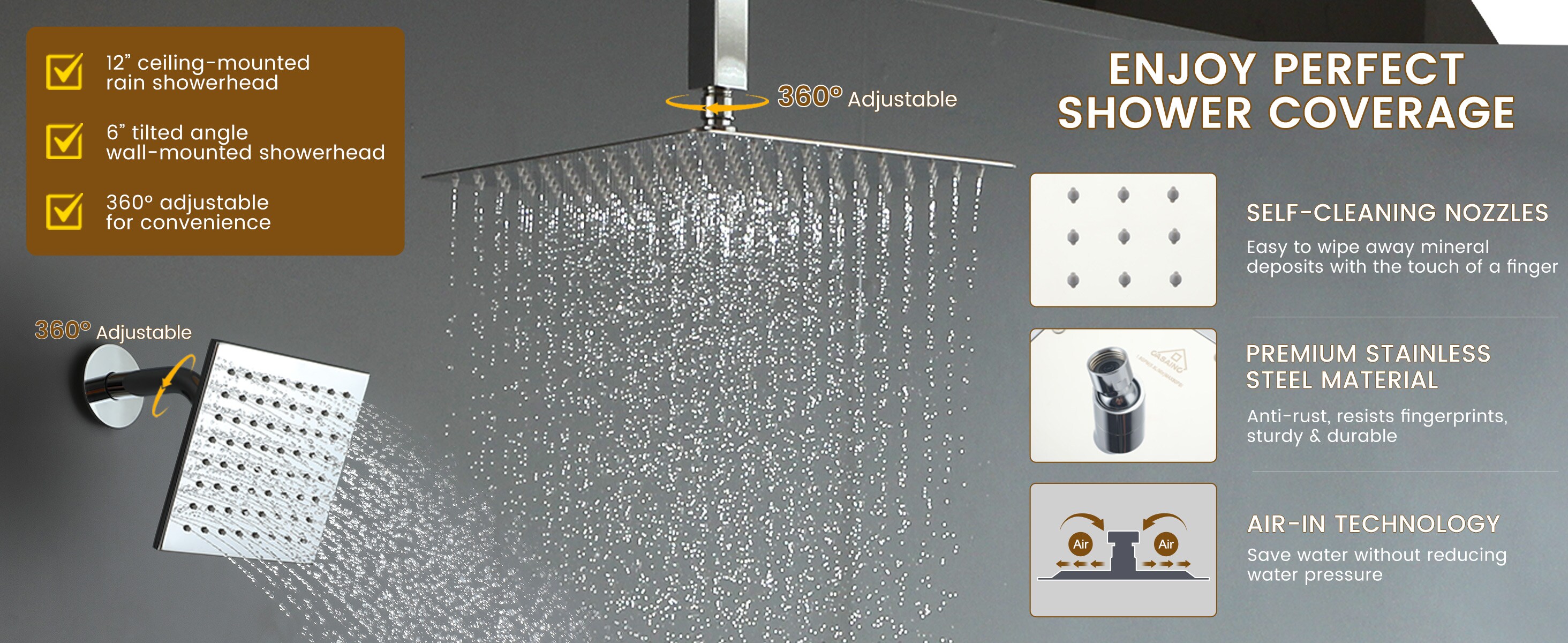 CASAINC TC15-VB Showerhead-Bar-Panels - View #11