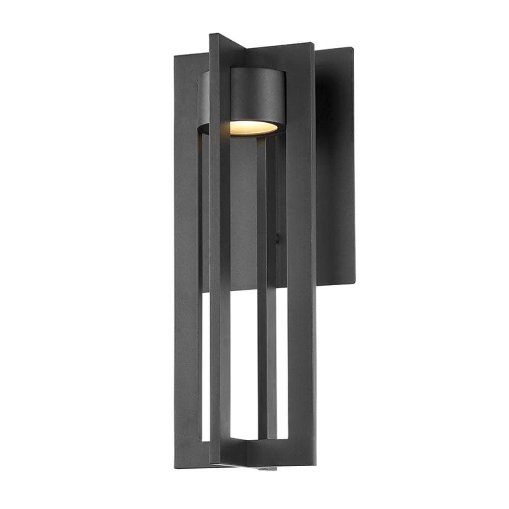 dweLED WS-W48616-BK Chamber 1 -Light 15.75-in H Matte Black Hardwired Dark Sky Integrated LED Outdoor Wall Light