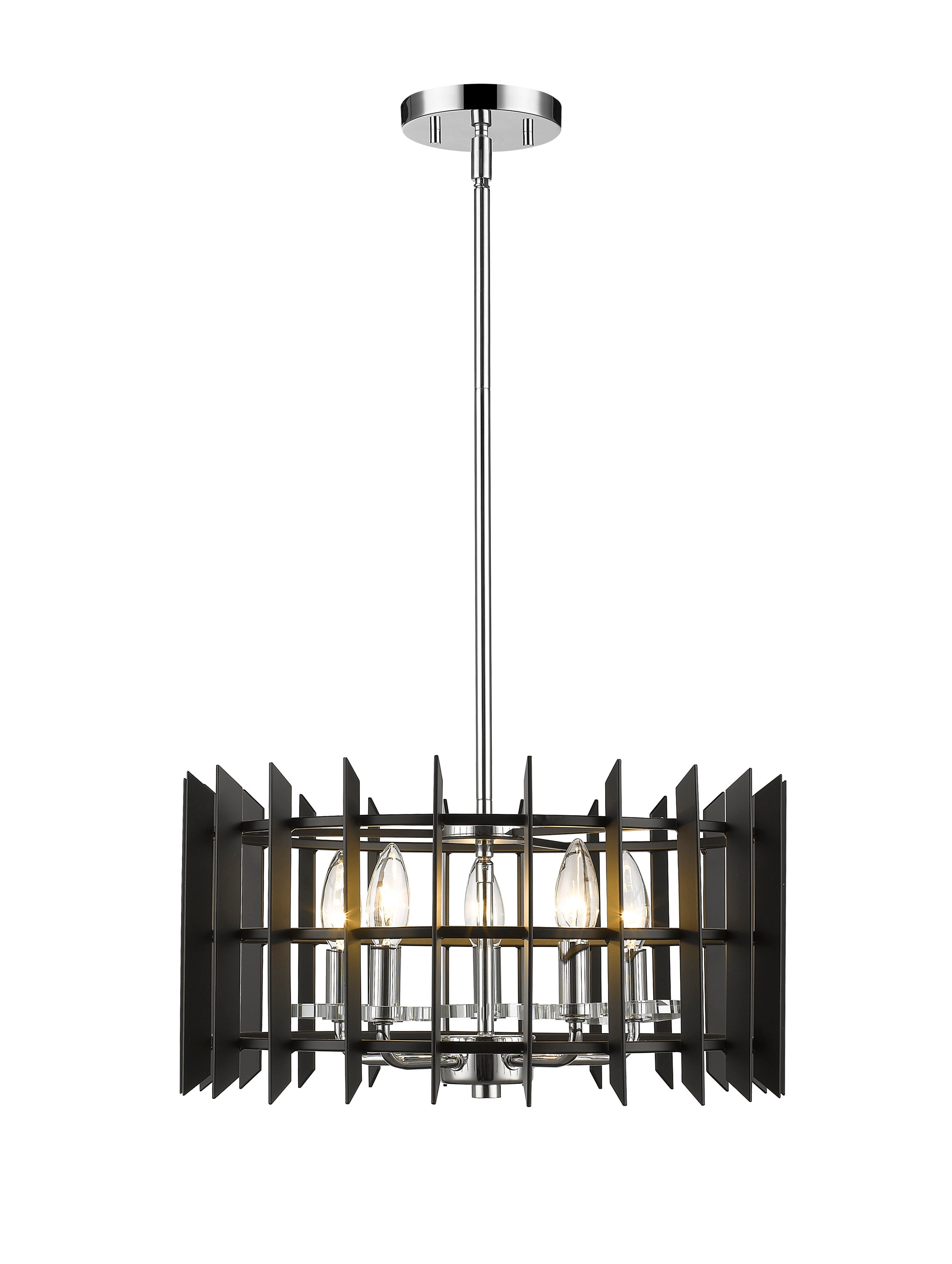 【海外 正規品】 Chrome 5-Light Haake Z-Lite Modern/Contemporary Hanging Drum ライト・ランタン