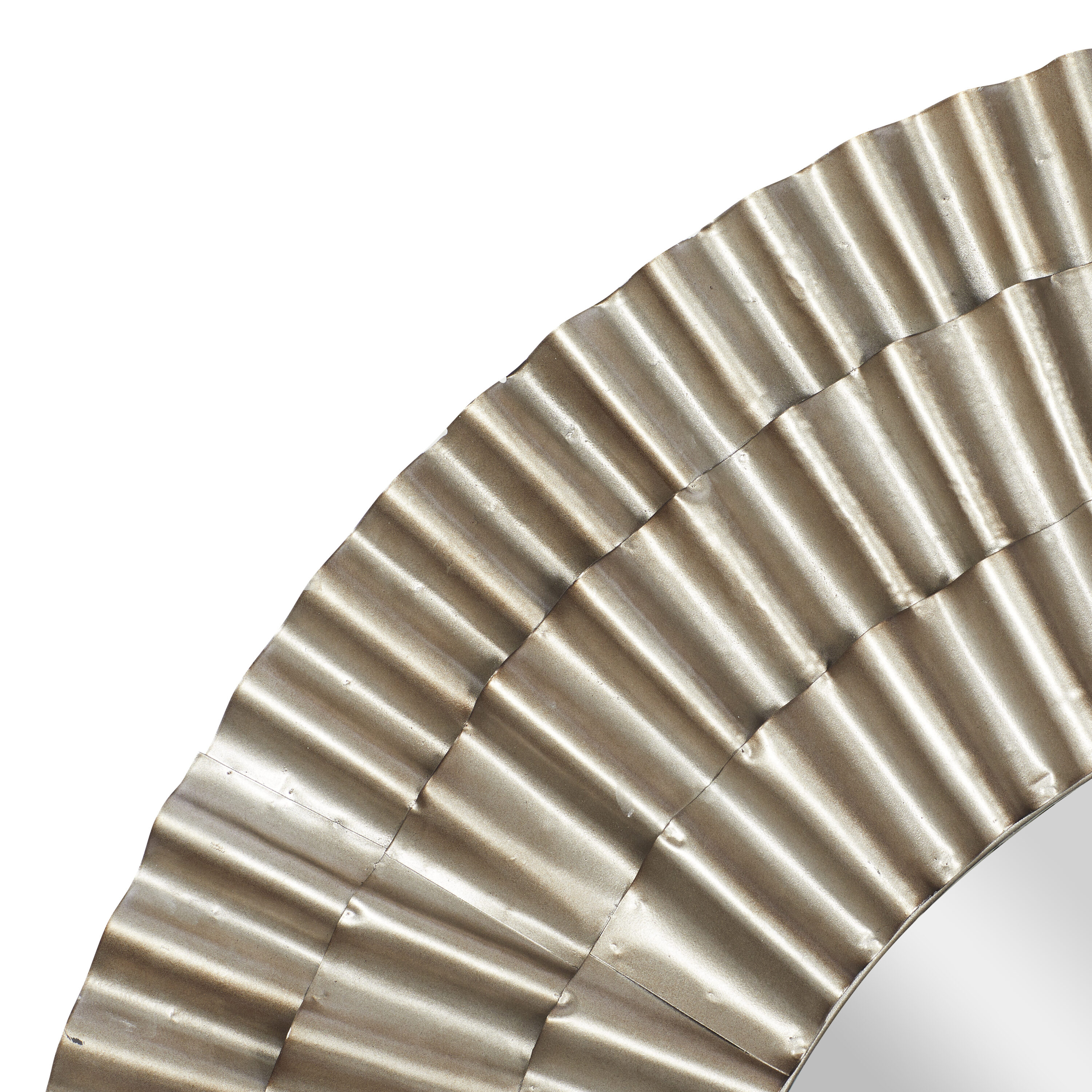 Rustic Sunburst Round Wall Mirror in Silver and Gold Leather