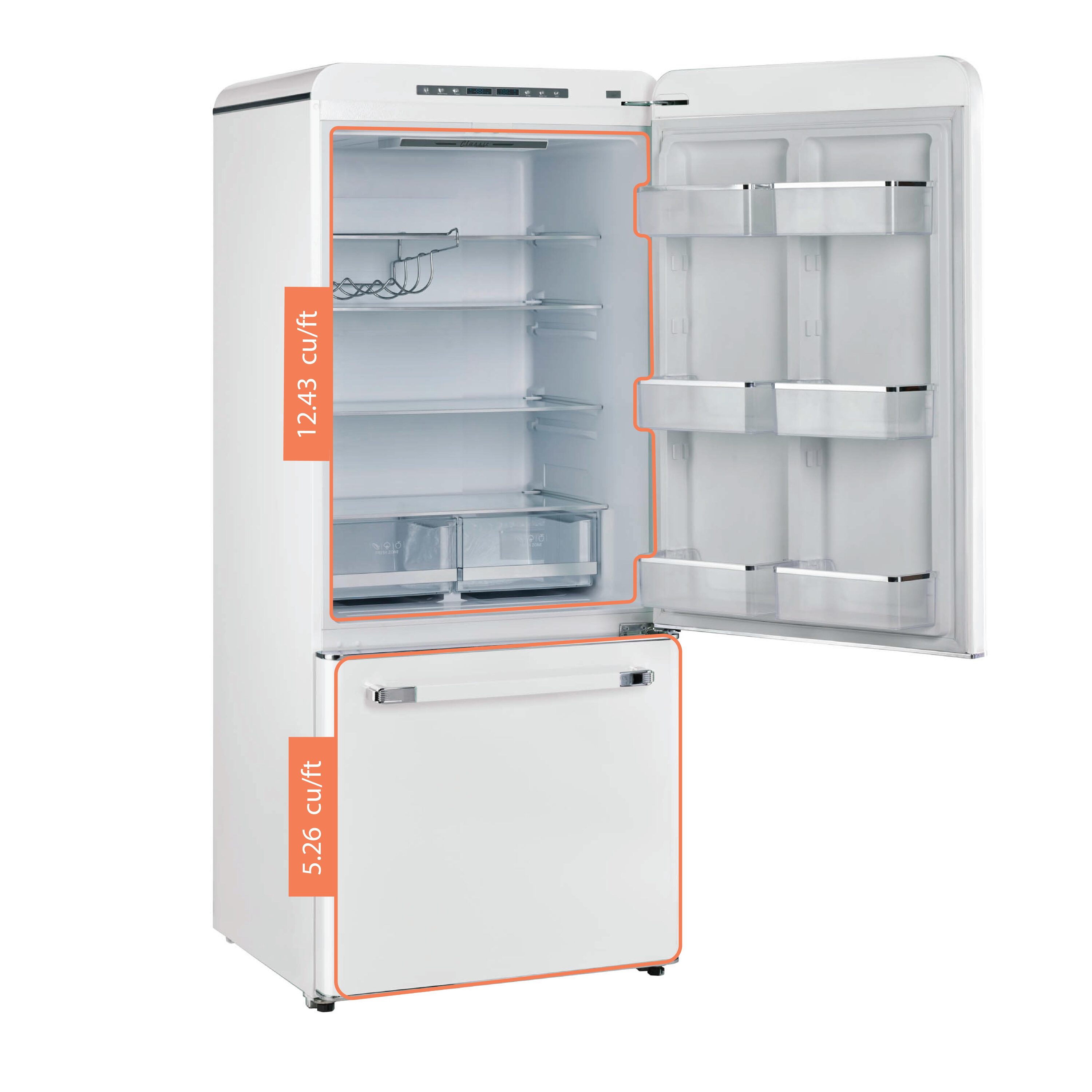 Unique Appliances Réfrigérateur à congélateur inférieur ENERGY STARÂ®  Classic Rétro, 22 p