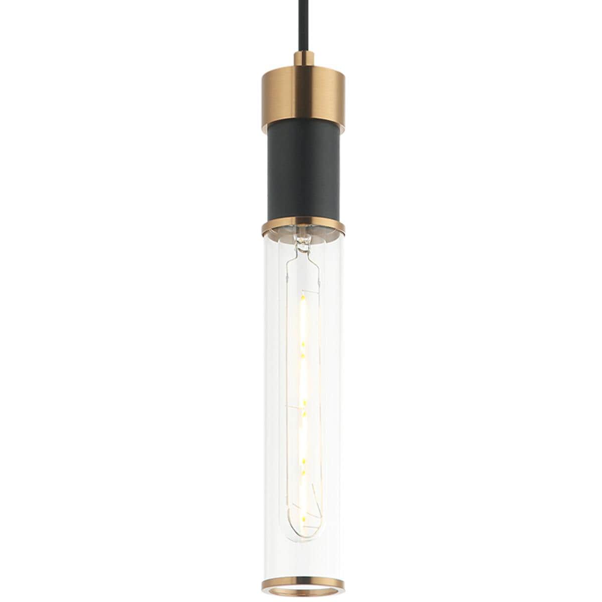 Matteo 2339005 Lighting C61201MBAG Tubo Pendant Matte Black and Aged Gold Brass