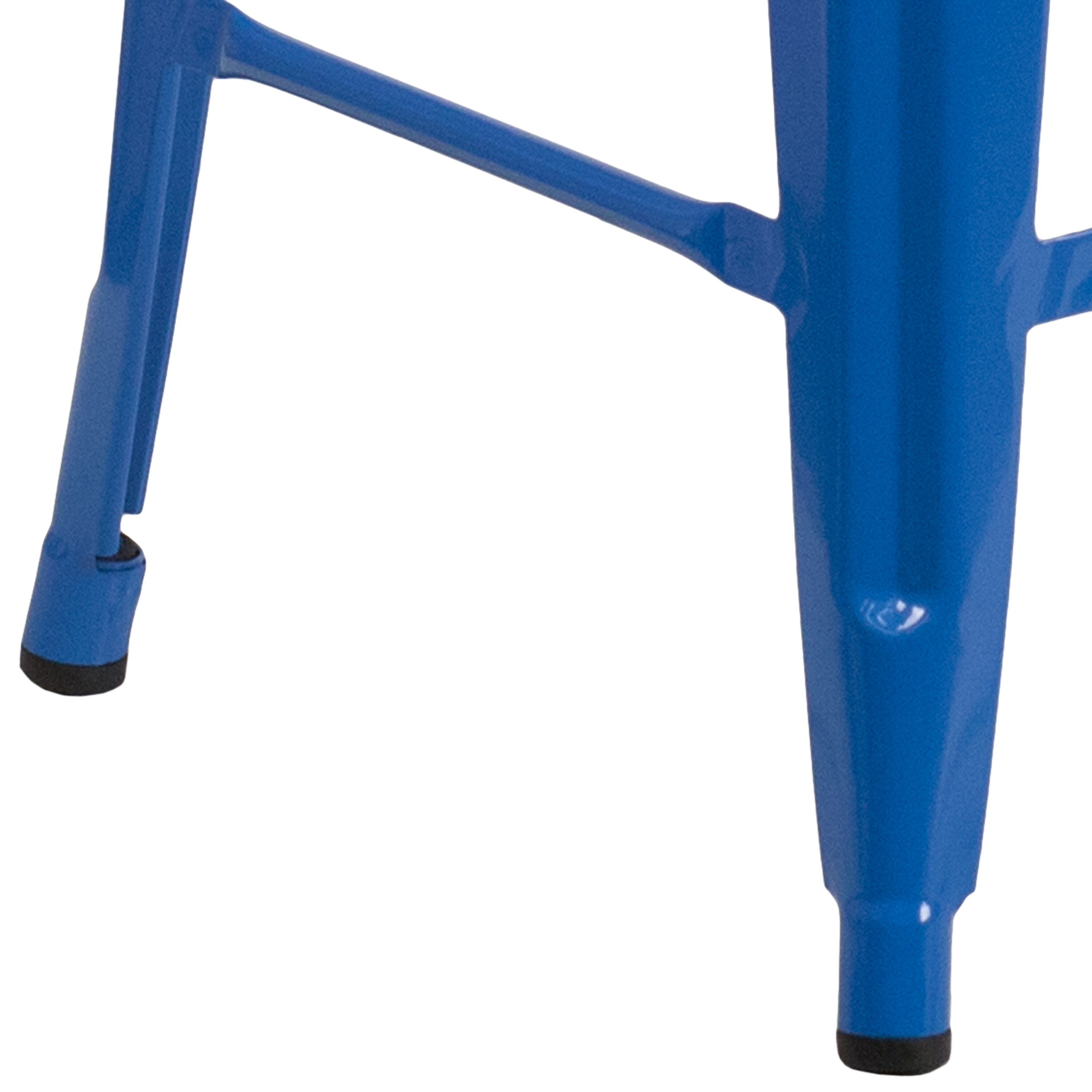 24" Blue Metal Backless Stackable Counter Stool
