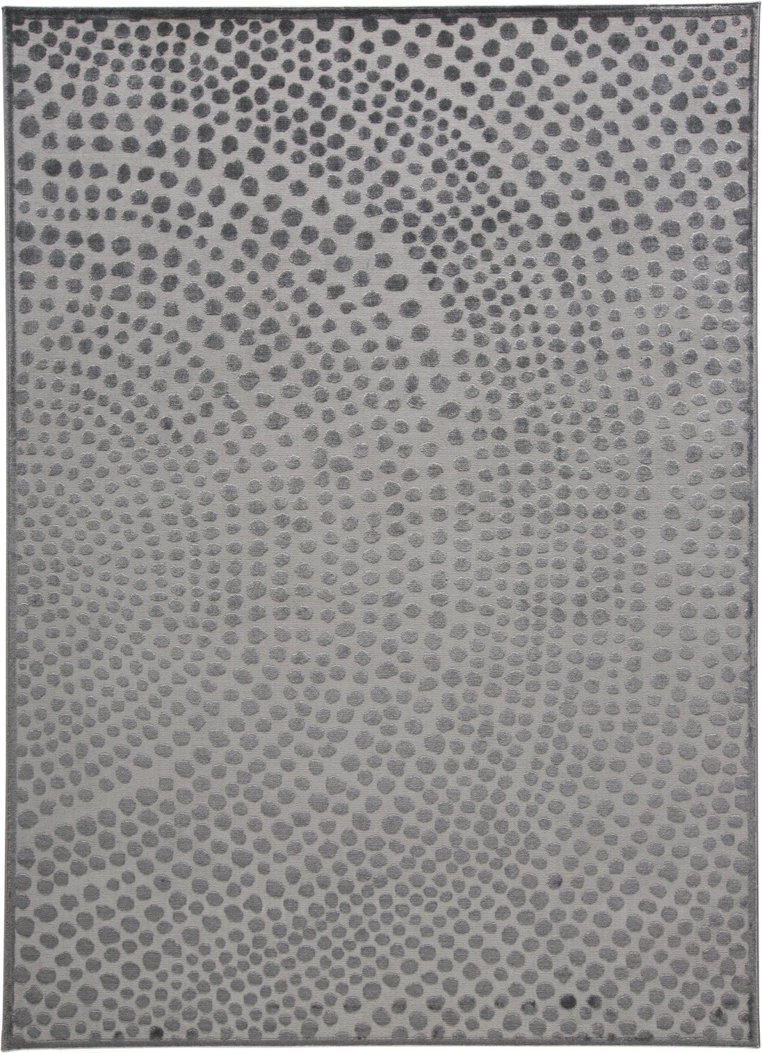 Gaspar Gray and Silver Abstract Polka Dot Area Rug 8' x 11'