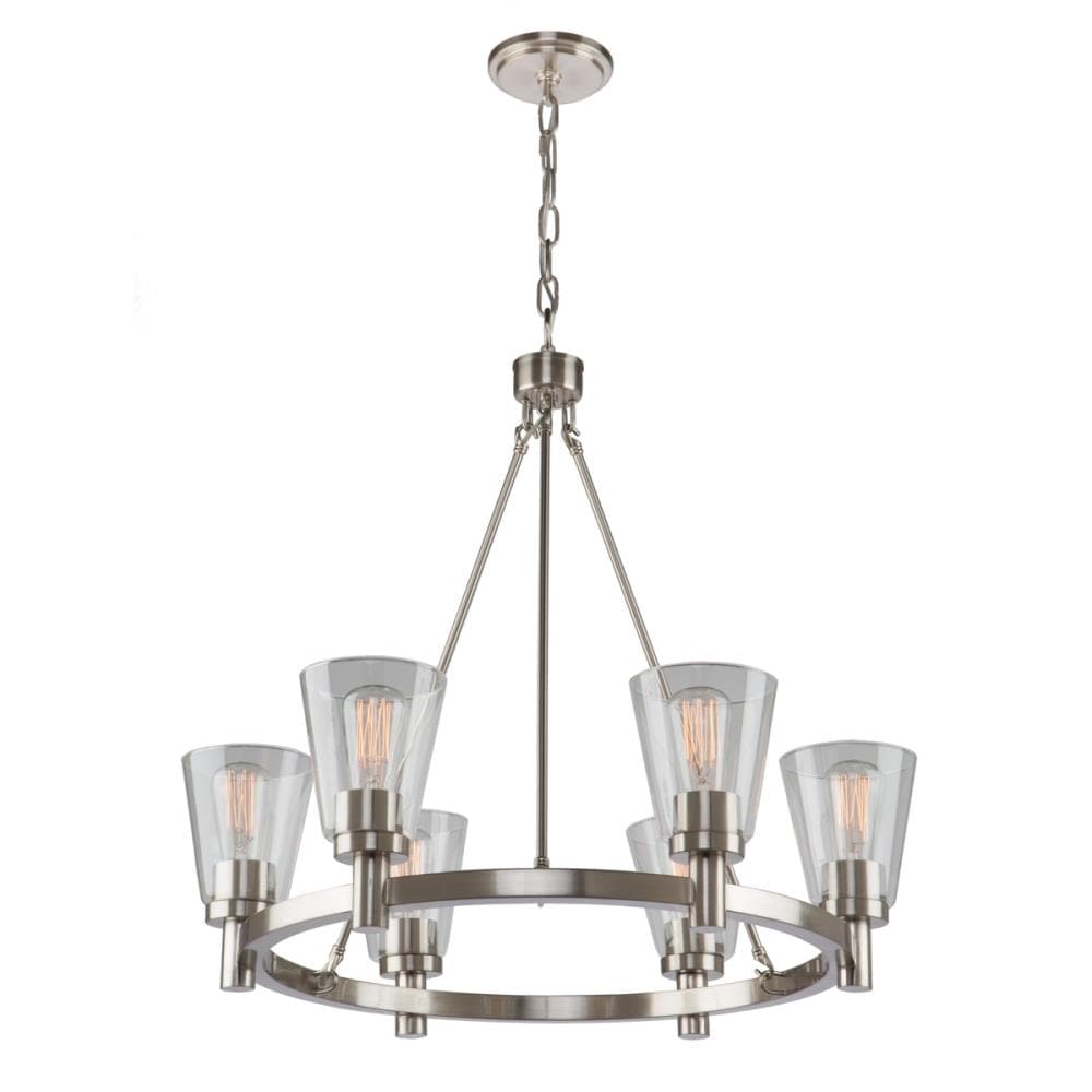 ARTCRAFT AC10766BN Clarence 6-Light Brushed Nickel Transitional Dry rated Chandelier