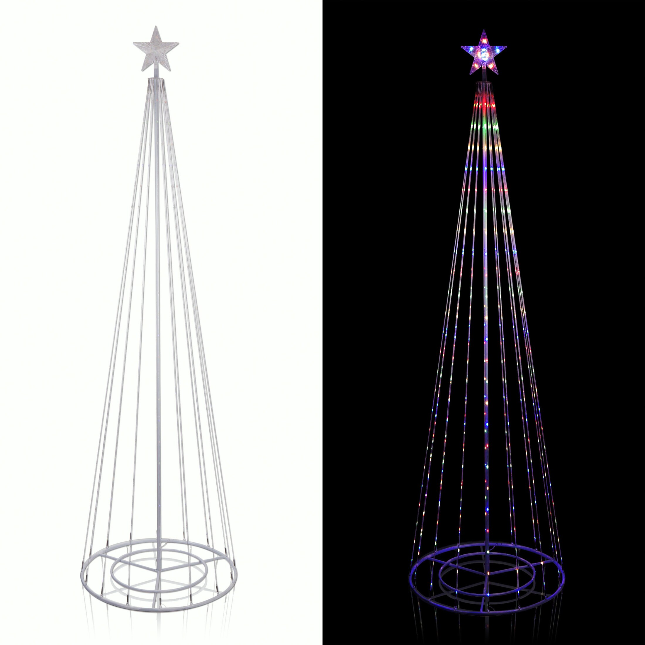Alpine Corporation LUC141L-MC 8.8-Feet Pre-lit Assorted Artificial Christmas Tree with White LED Lights