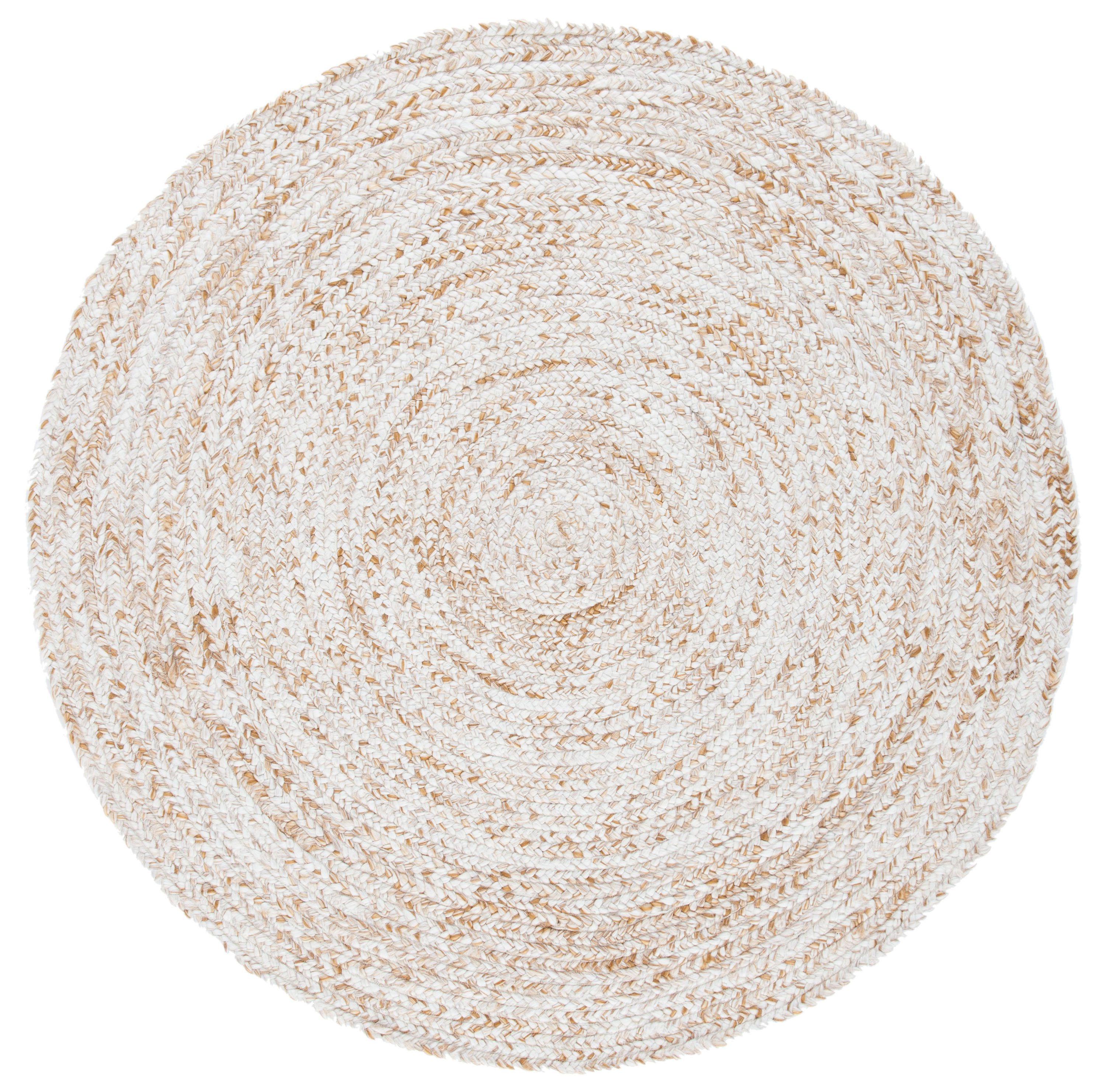 Safavieh BRD271T-6R Braided Gioconda 6 x 6 (ft) Braided Polyester Ivory/Brown Round Indoor Abstract Farmhouse/Cottage Area rug