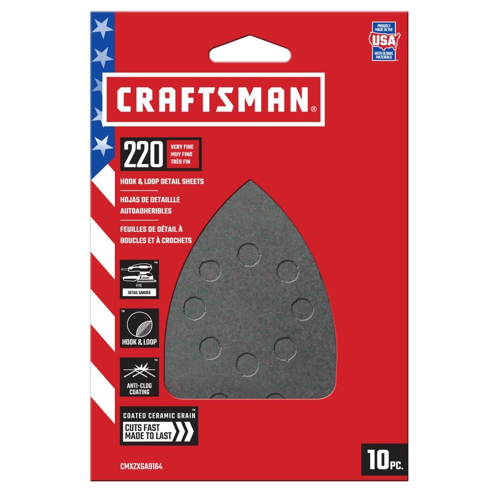 CRAFTSMAN Ceramic Mouse Sht 220 Grit 10pk 10Piece Ceramic Alumina 220