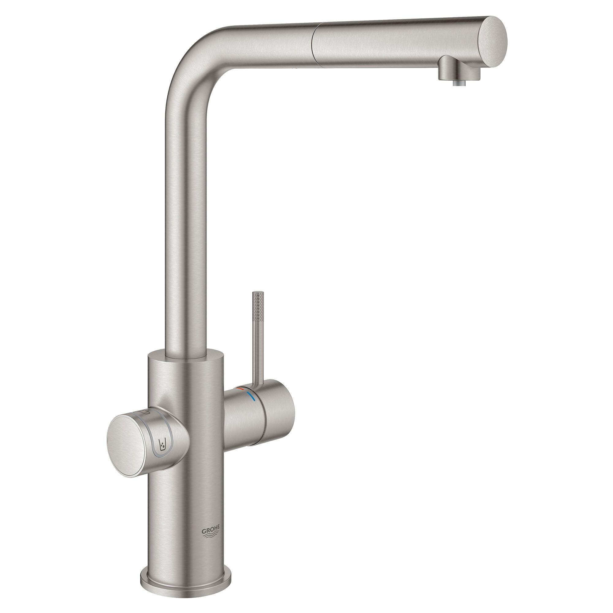 verband Tektonisch Optimaal GROHE Supersteel Single Handle Pull-out Kitchen Faucet with Sprayer  Function in the Kitchen Faucets department at Lowes.com