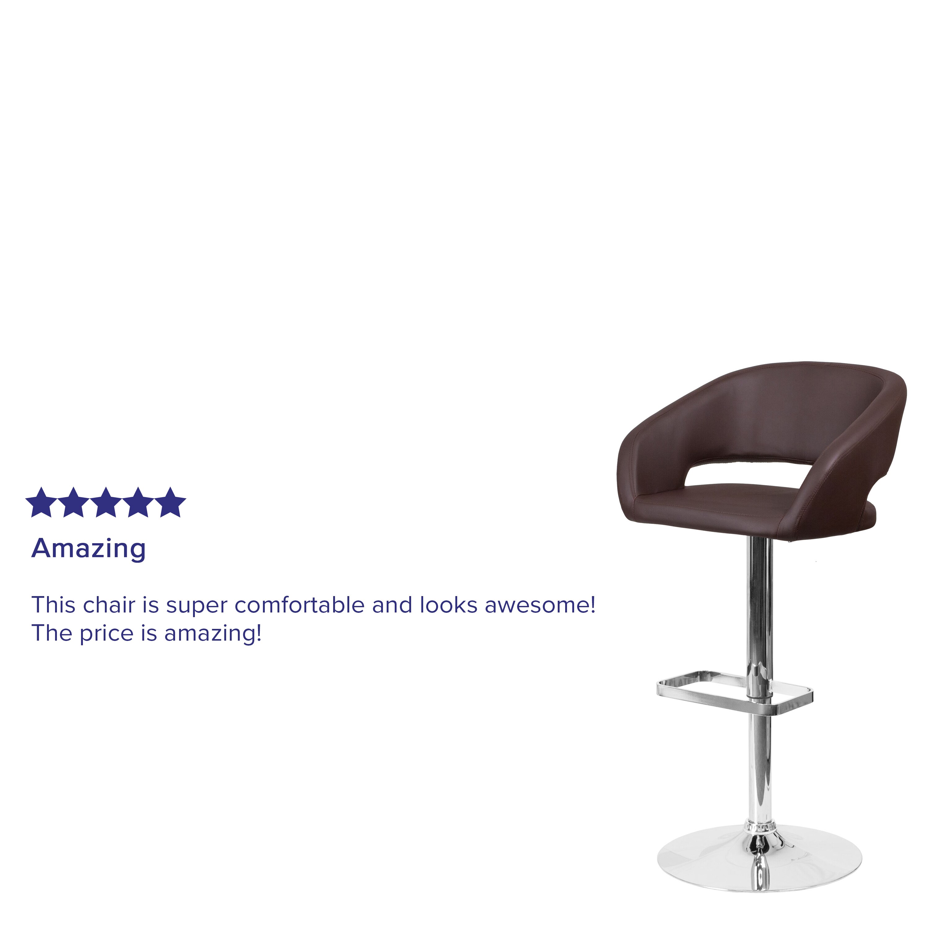 Erik Brown Vinyl Adjustable Swivel Barstool with Chrome Base