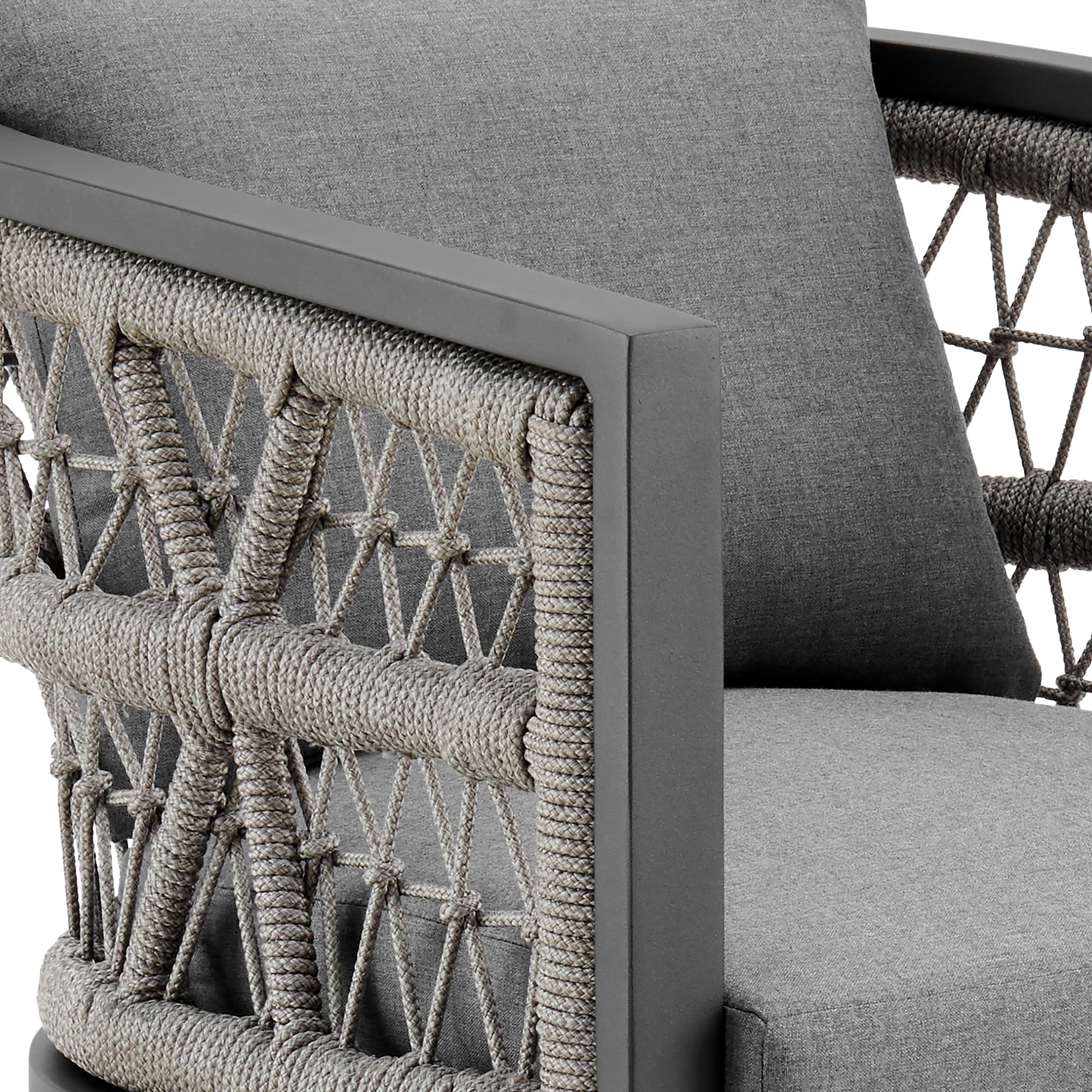 Zella Gray Aluminum Outdoor Dining Arm Chair with Cushions