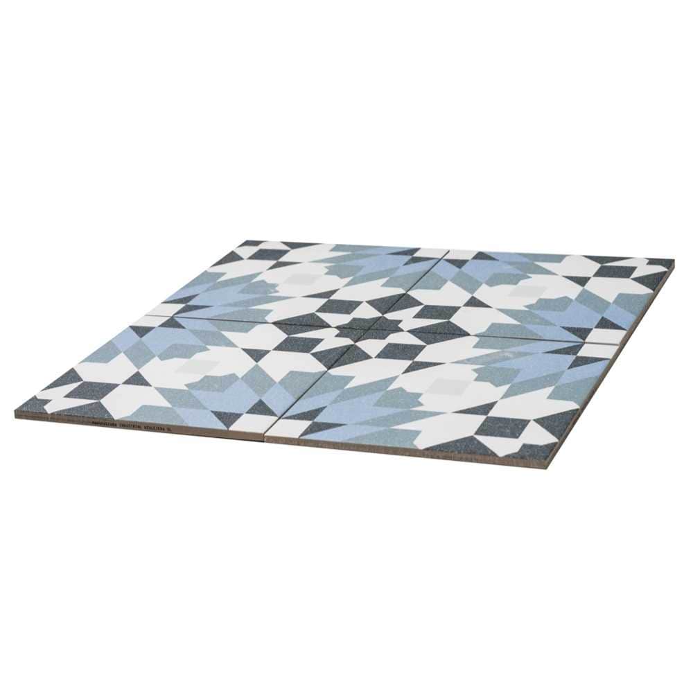 Garden Peony 8x8 Blue and Black Porcelain Floor and Wall Tile