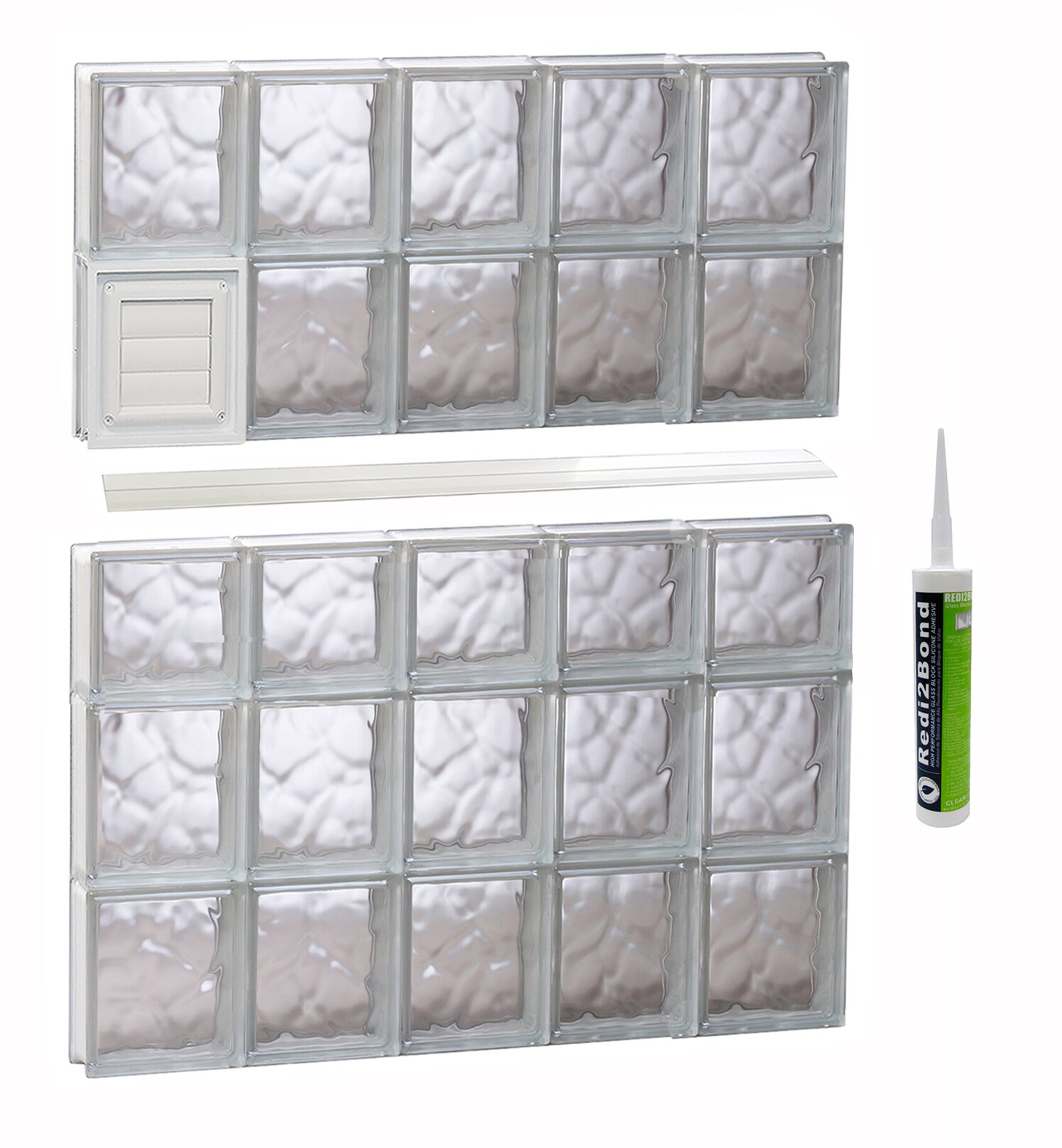 REDI2SET D3038DC Wavy Glass 28-3/4-in x 36-3/4-in Frameless Replacement Dryer vent Glass Block Window