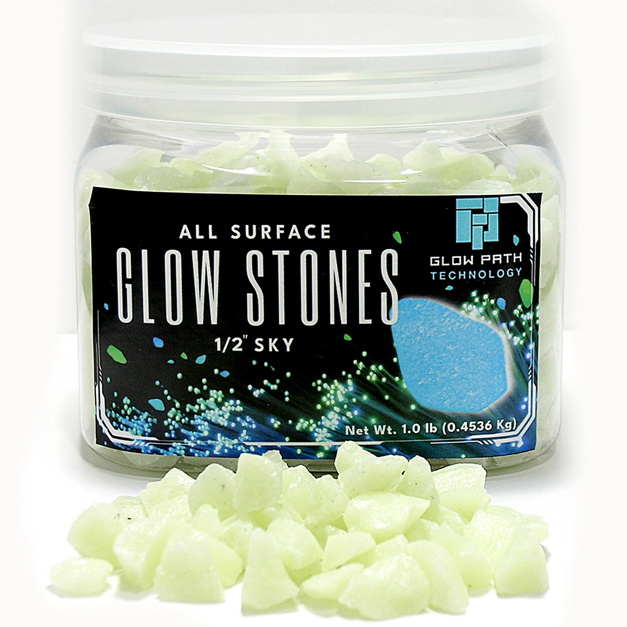 Glow Path Technology Blue Landscape Glass Rock 1 lb. Bag - 0.5-1.5-in ...