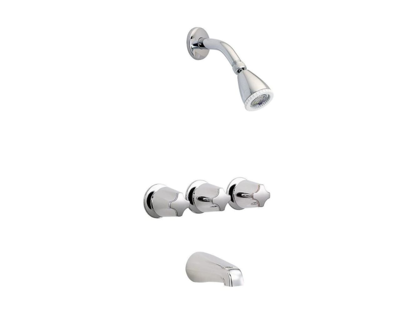 Pfister 712067 Chrome 3-handle Multi-function 2.88-in Round Bathtub and shower Faucet with Valve