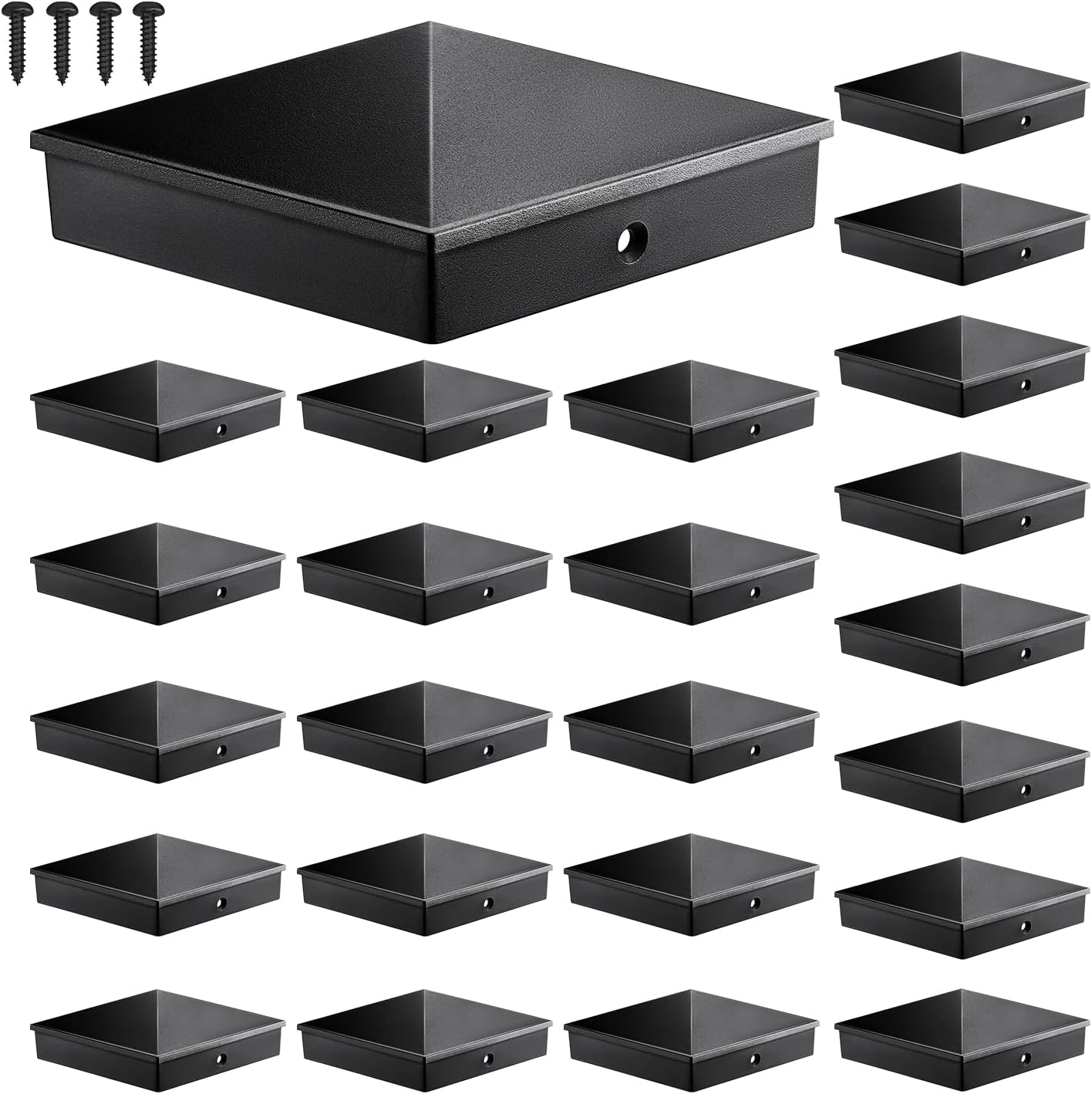 Etokfoks  3 5 by 3 5 in ASA UV and Fade Resistant Fence and Deck Post Caps 24 Pack with Reinforced Edges and Frosted Pyramid Surface