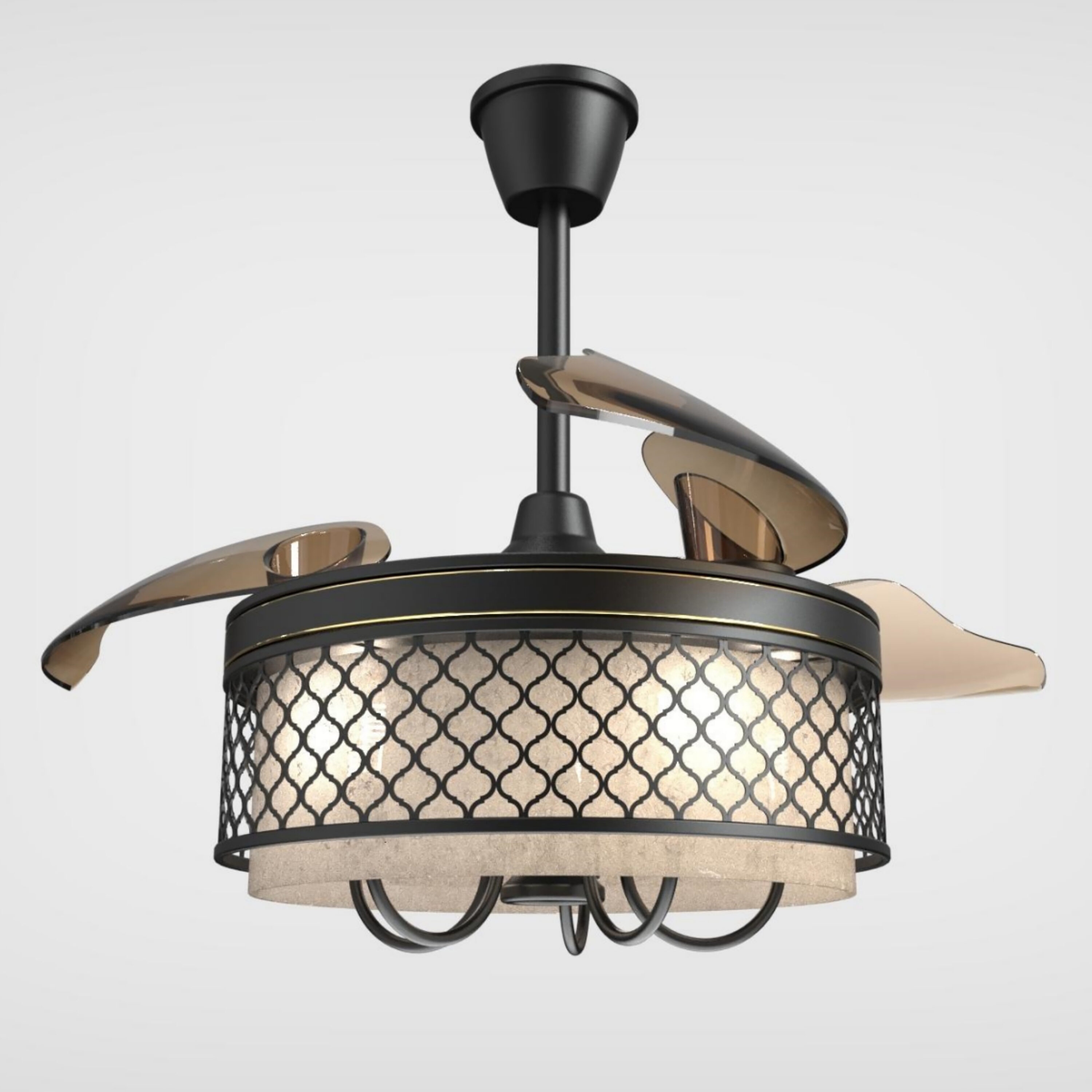 Cusp Barn CS25DC4271B Woldes 42-in Balck with ABS Blades Cage Ceiling Fan Without Light - Remote Included ( 3 -Blade )