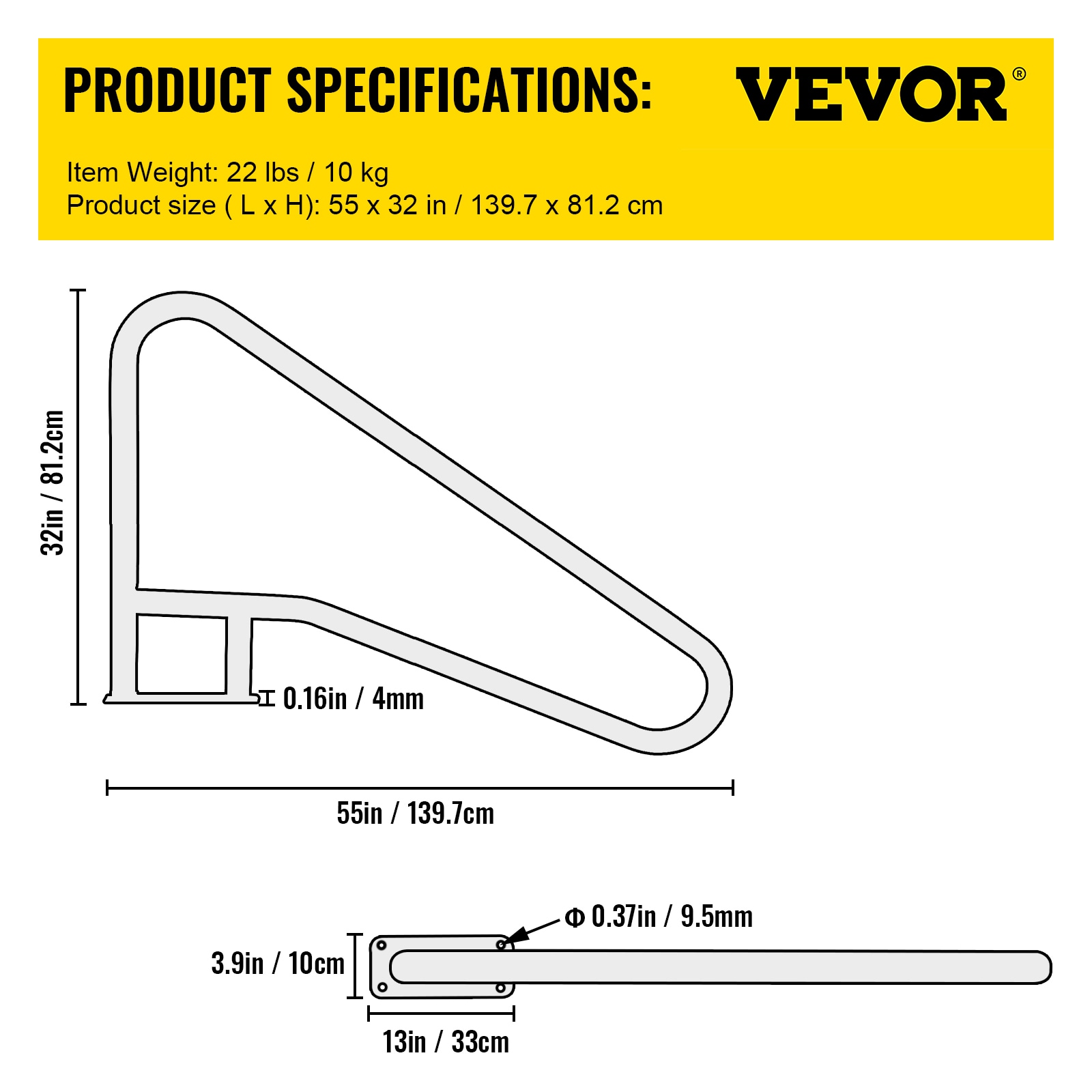 VEVOR Steel Pool Deck Ladder Hand Rail