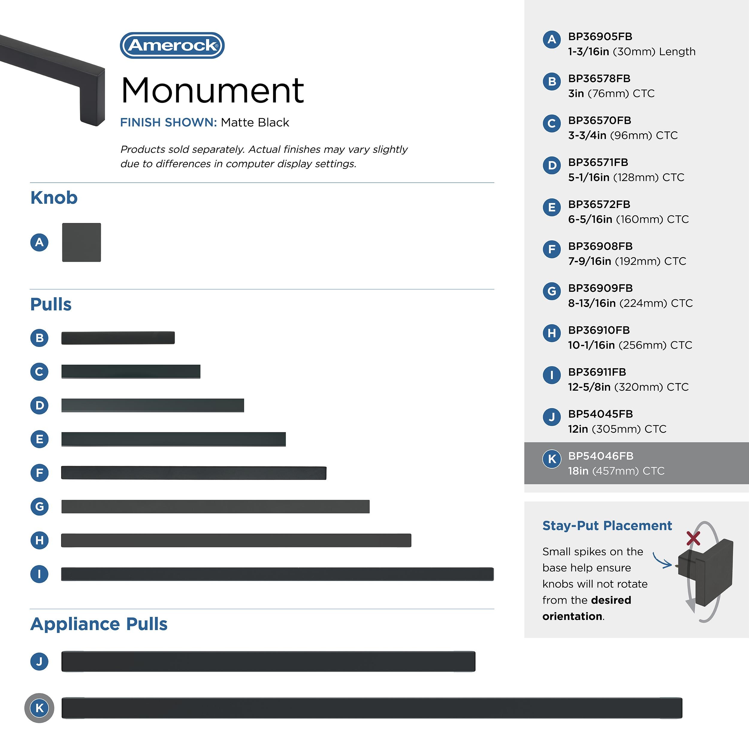 Monument 18-inch Matte Black Modern Appliance Pull
