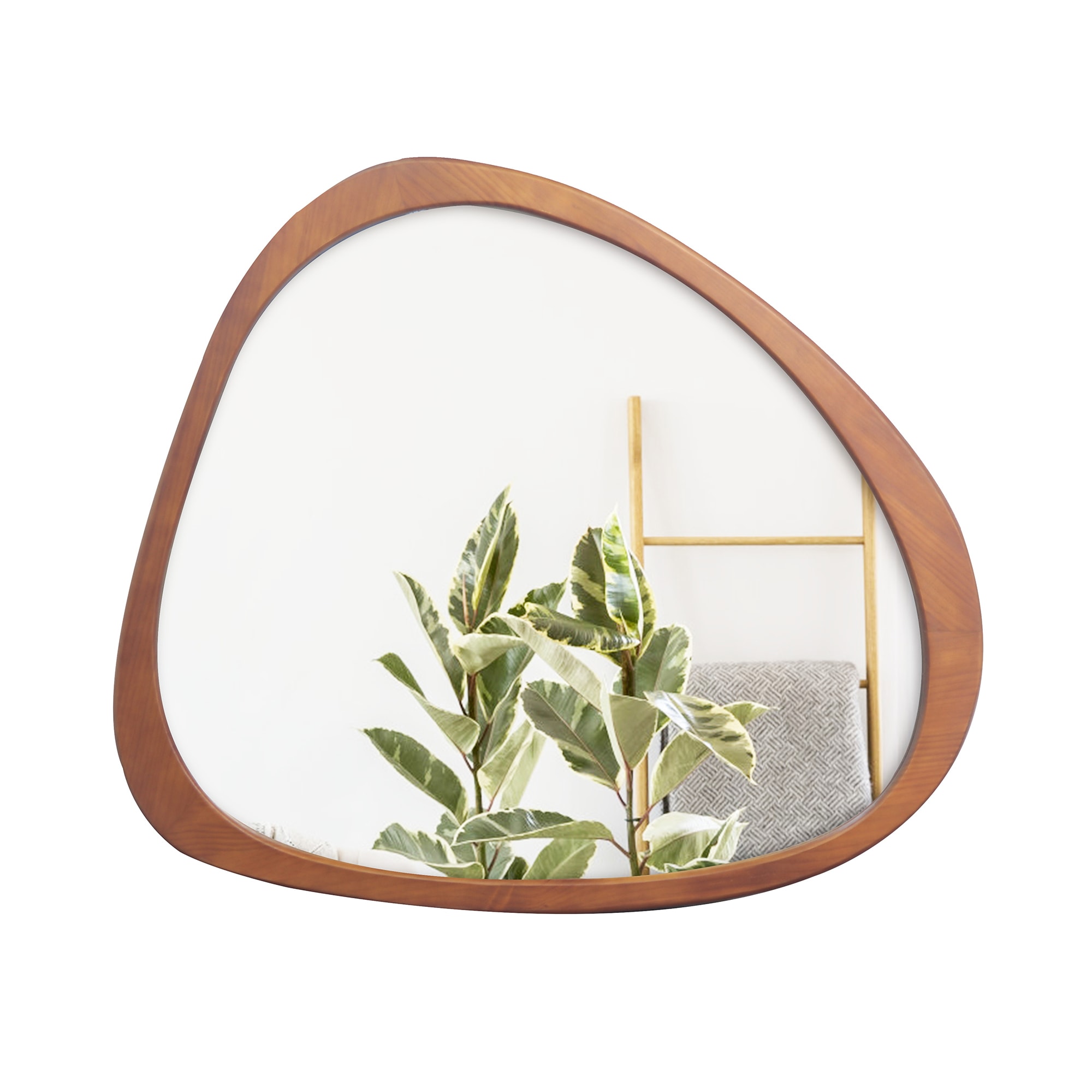 Bybafun YD5200018 44.9-in W x 38.9-in H Irregular Brown Framed Wall Mirror