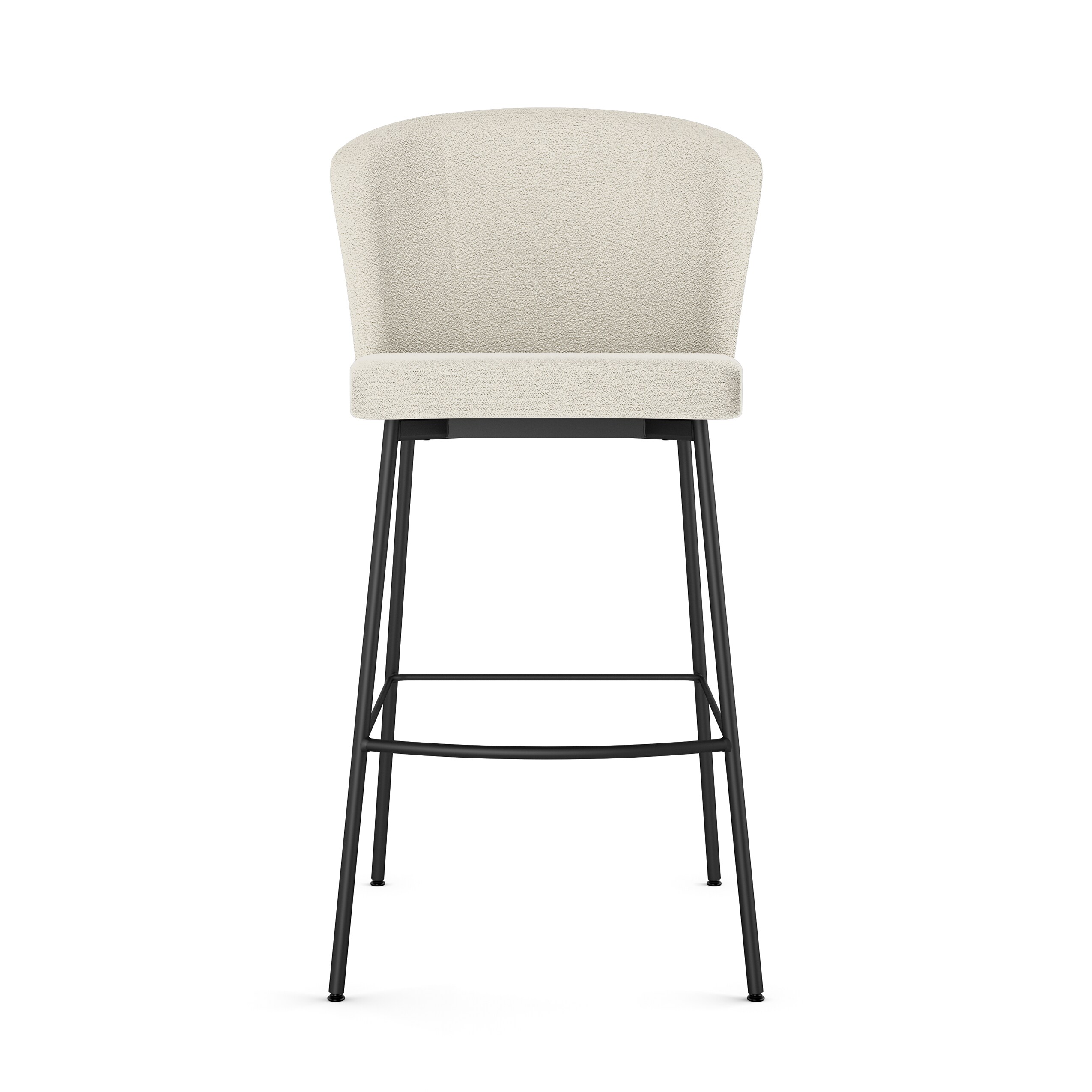 Camilla Cream Bouclé and Black Metal Bar Stool