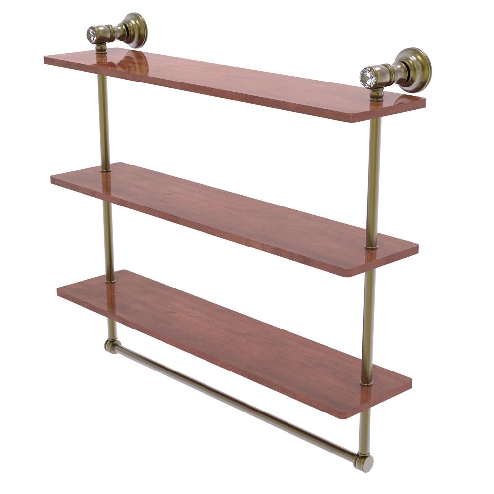 Allied Brass CC-5-22-TB-IRW-ABR Carolina Crystal Antique Brass 3 -Tier Wall mount Bathroom Shelf ( 22-in x 19.7-in x 5-in )