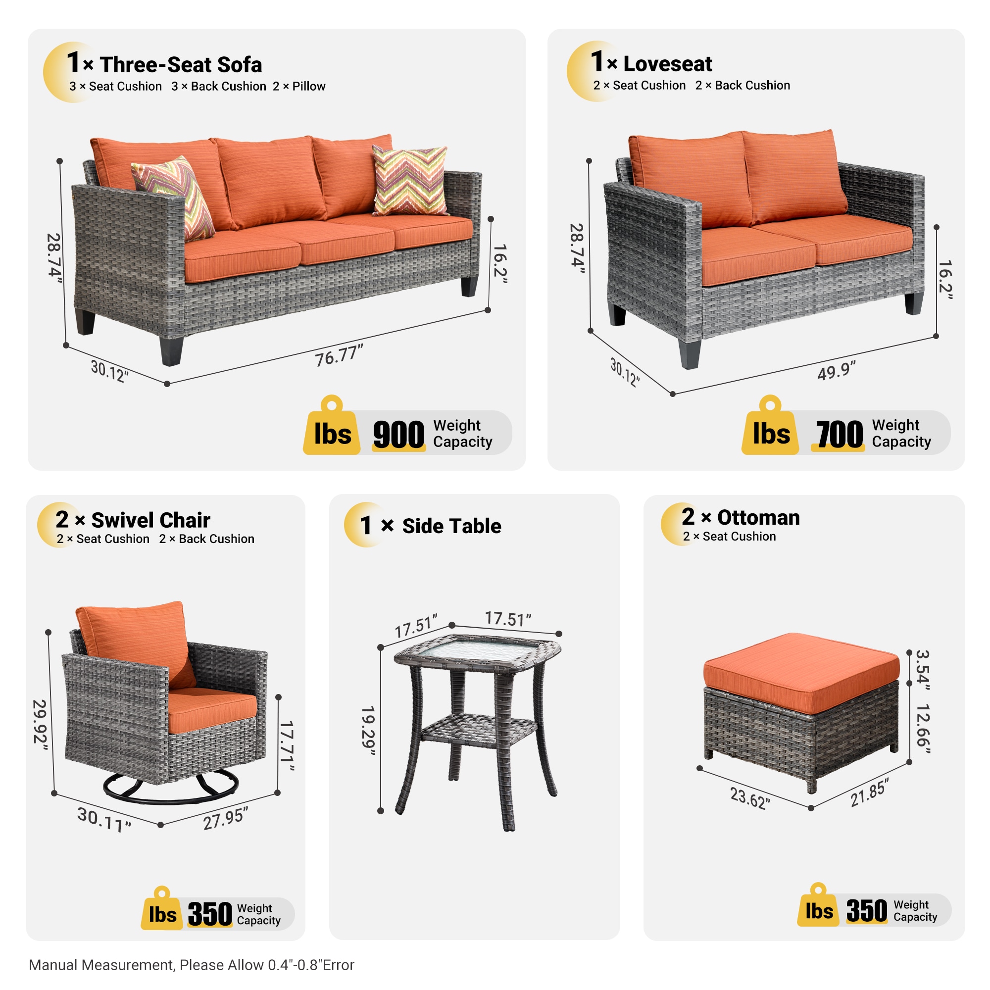 Ovios LRS800-7Y Patio-Conversation-Sets - View #7
