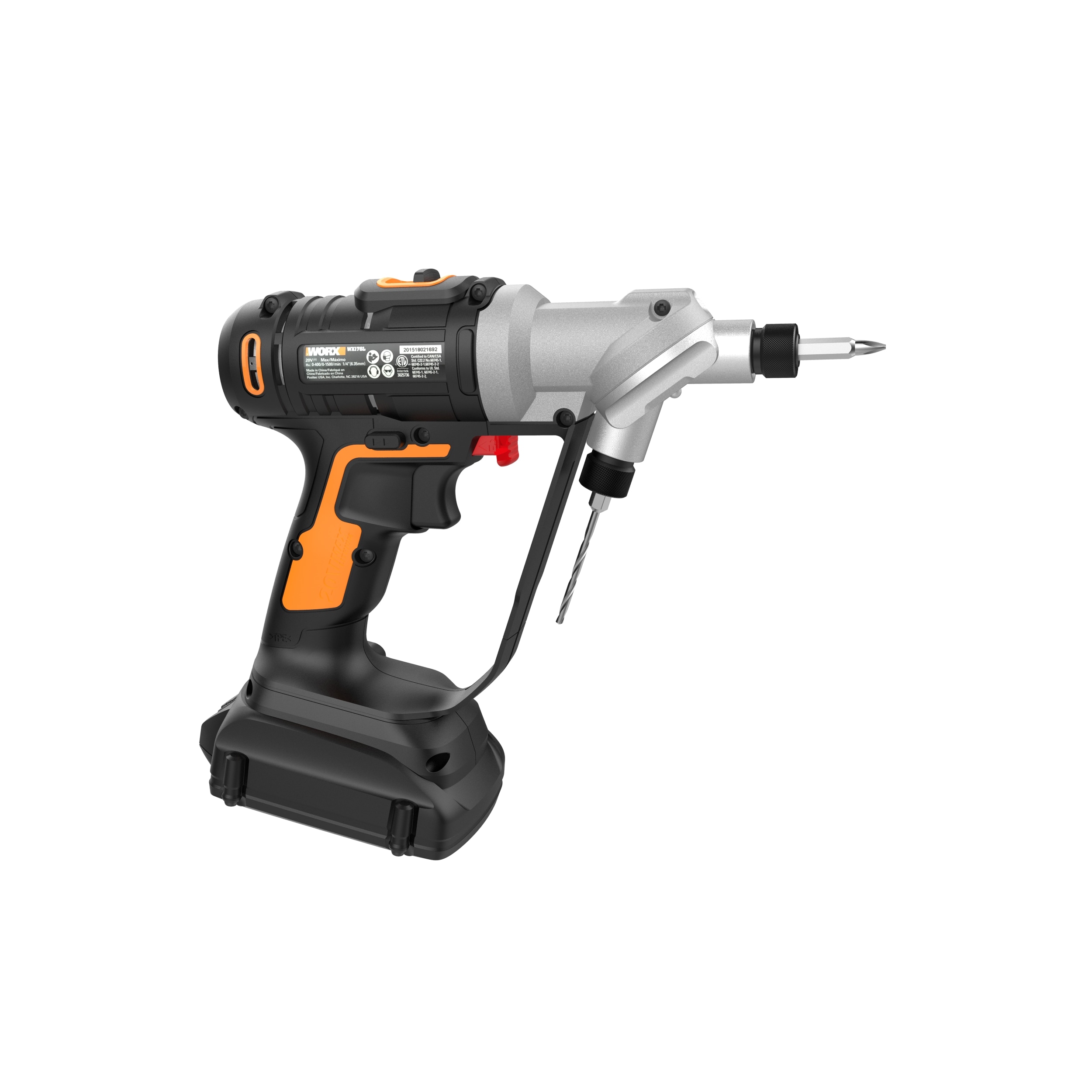 WORX Switchdriver 20 volt Max 1 4 in Right Angle Cordless Drill at