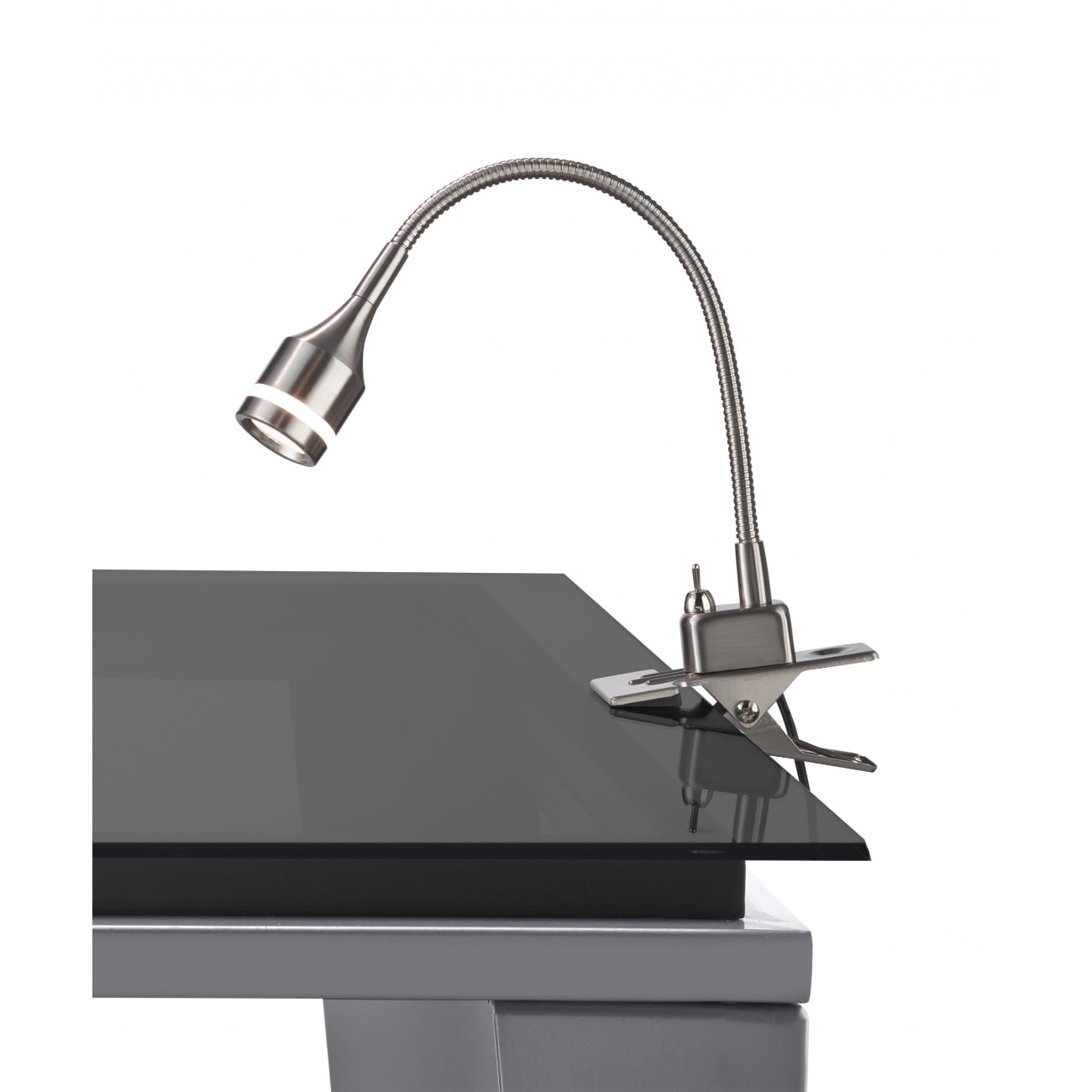 HomeRoots 4000372542 14.5-Inches Adjustable Silver Clip Desk Lamp with Metal Shade