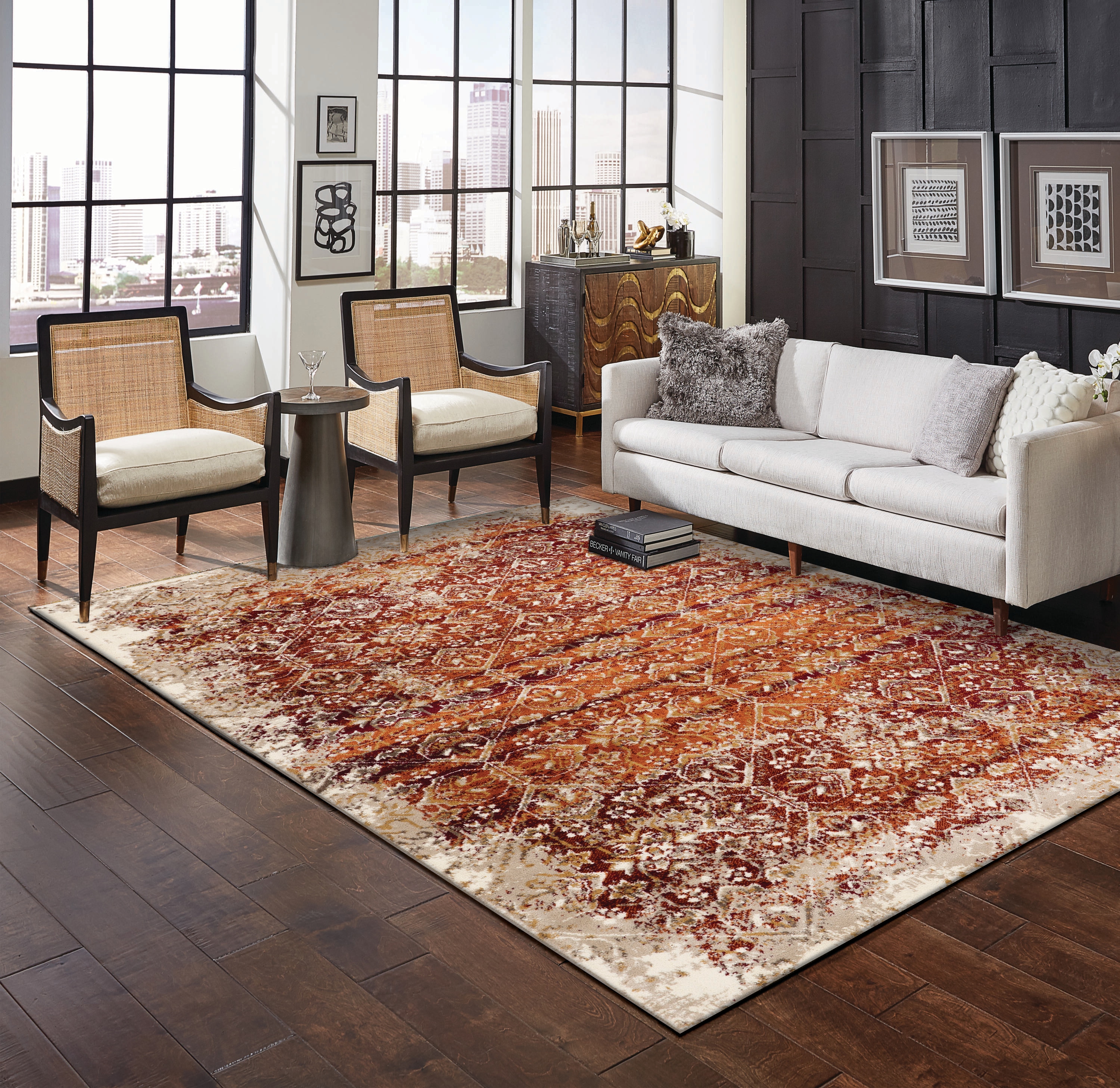 Everyday Woven EVE937333X411 3 x 5 (ft) Polypropylene Rust Rectangular Indoor Medallion Moroccan Area rug