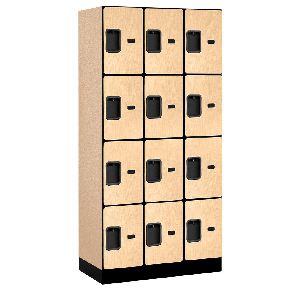 SALSBURY INDUSTRIES 34368MAP 34000 12" wide four tier designer wood locker 36-Inches W x 76-Inches H x 18-Inches D Wood Full Storage Lockers